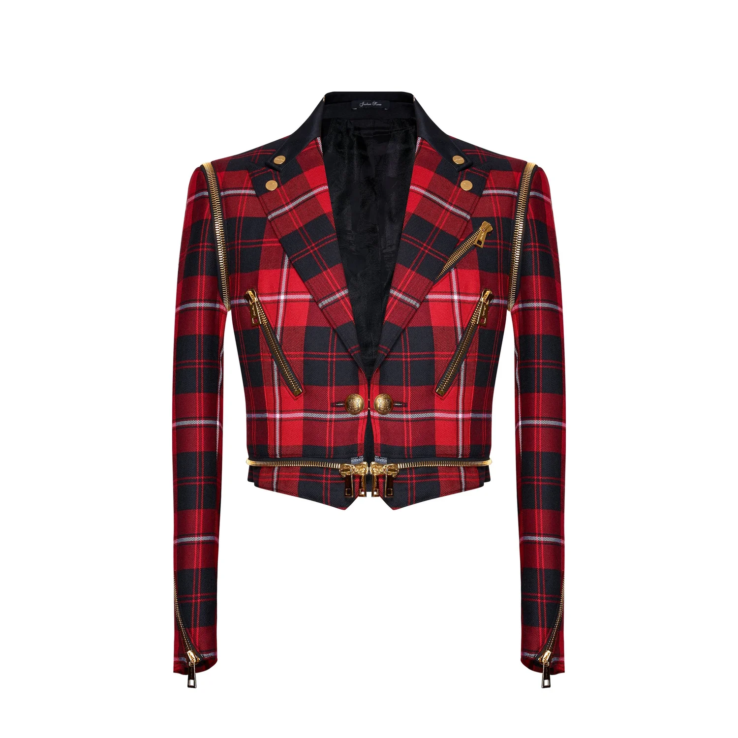 Cropped 'Tartan Rebel Zip Coat' — Joshua Kanemenswear, fashion