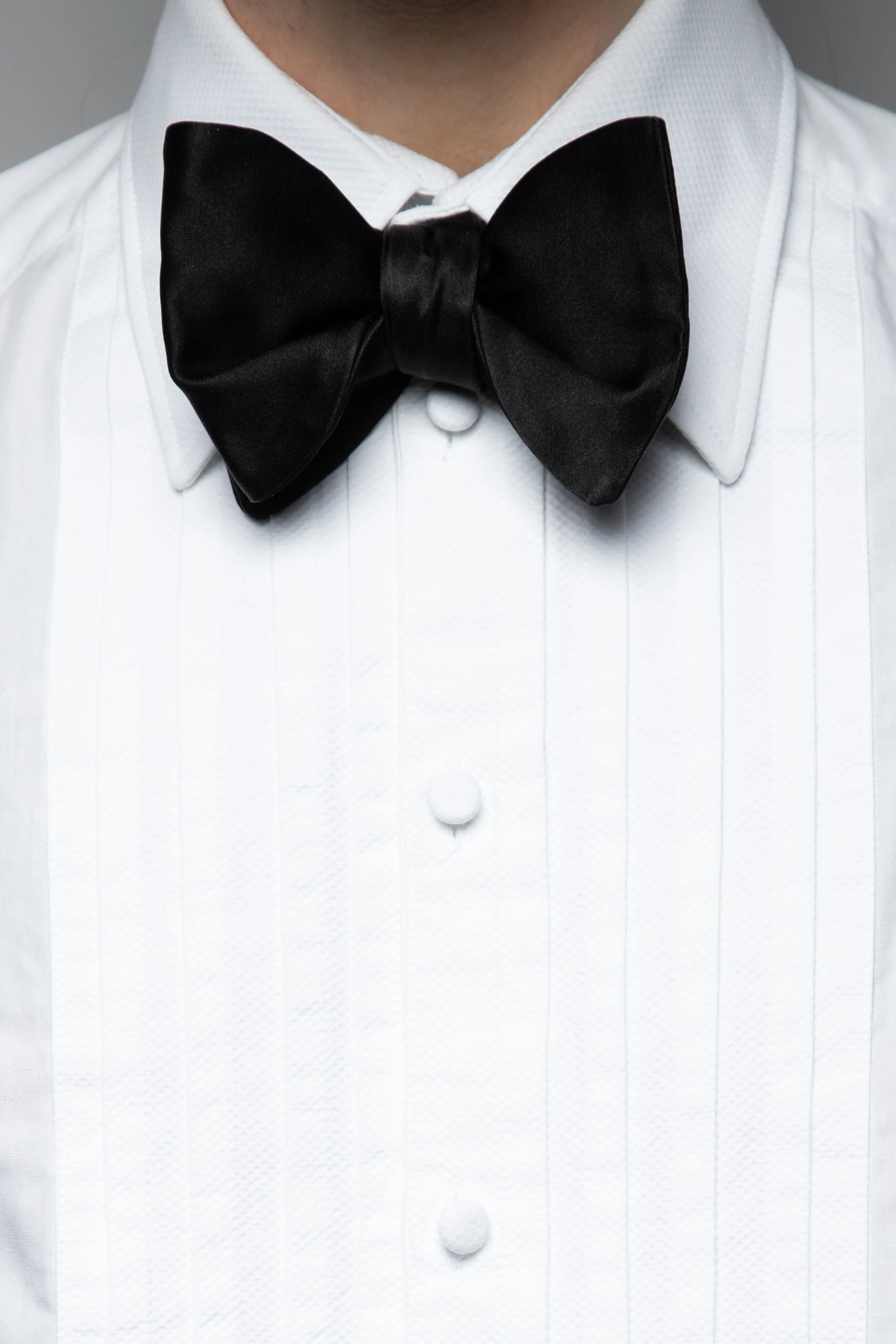 Black Silk Wide Bow Tie