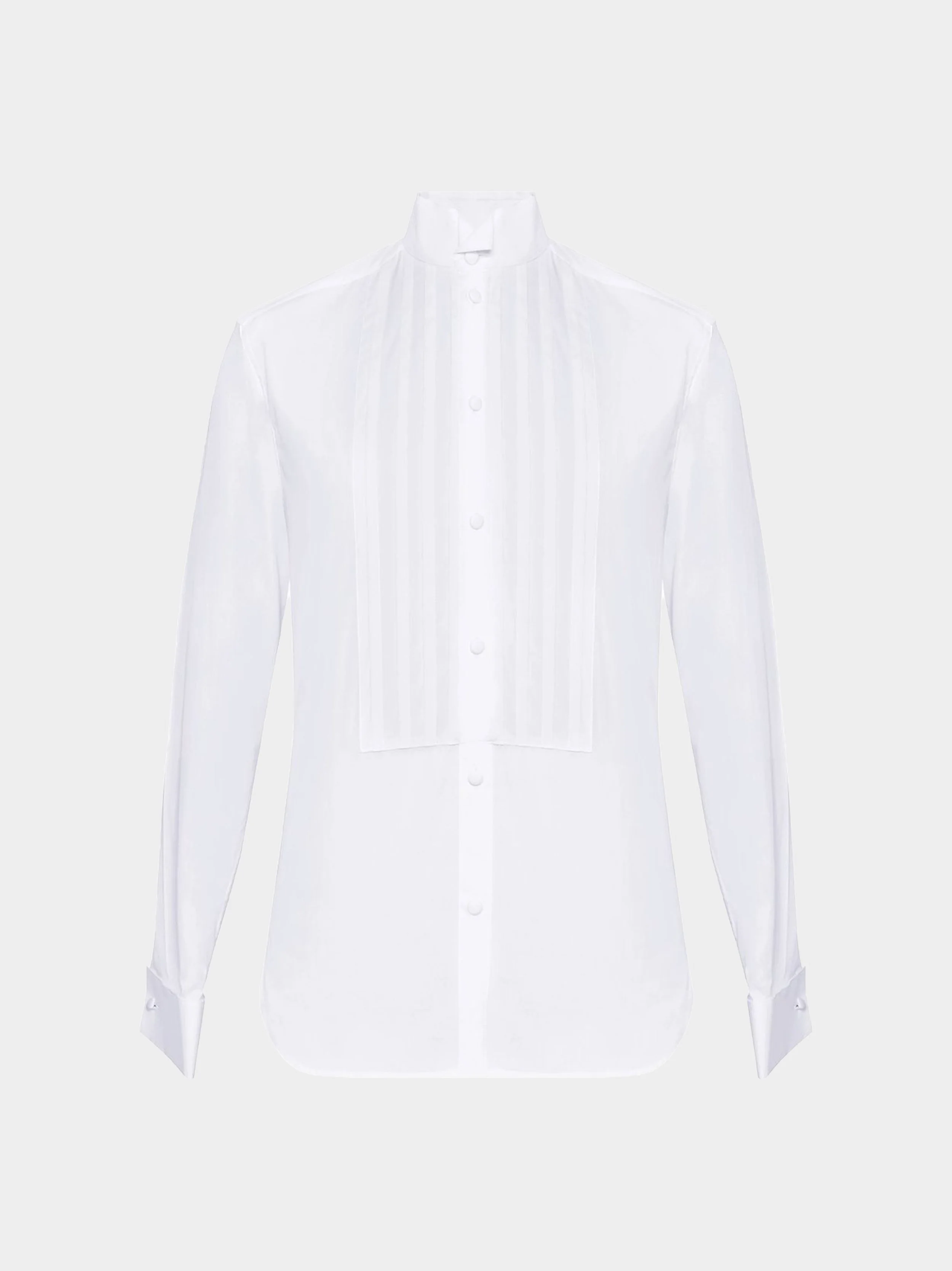 White Cotton Pleated Dress Shirt