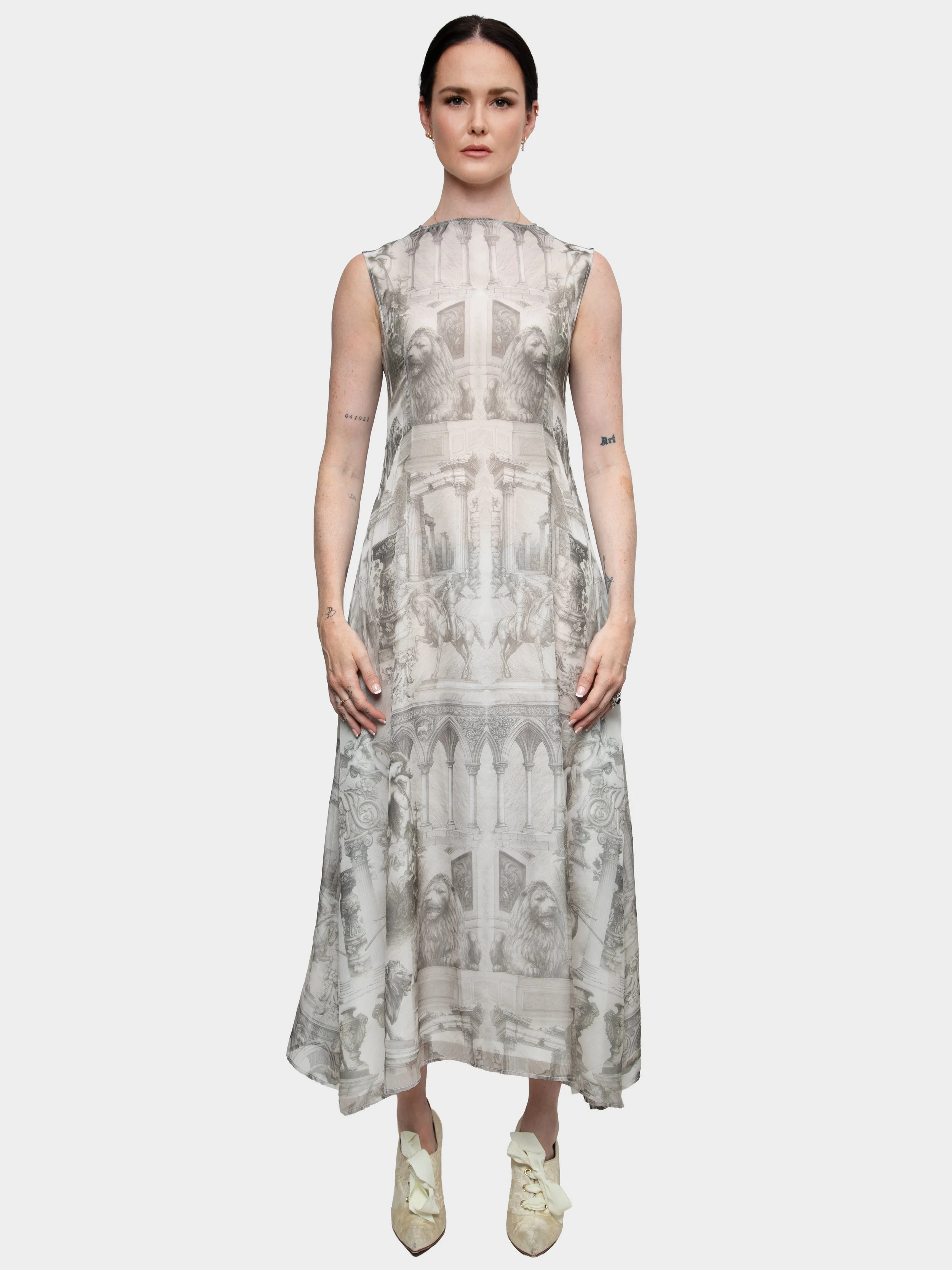 Venus Print Chiffon Dress