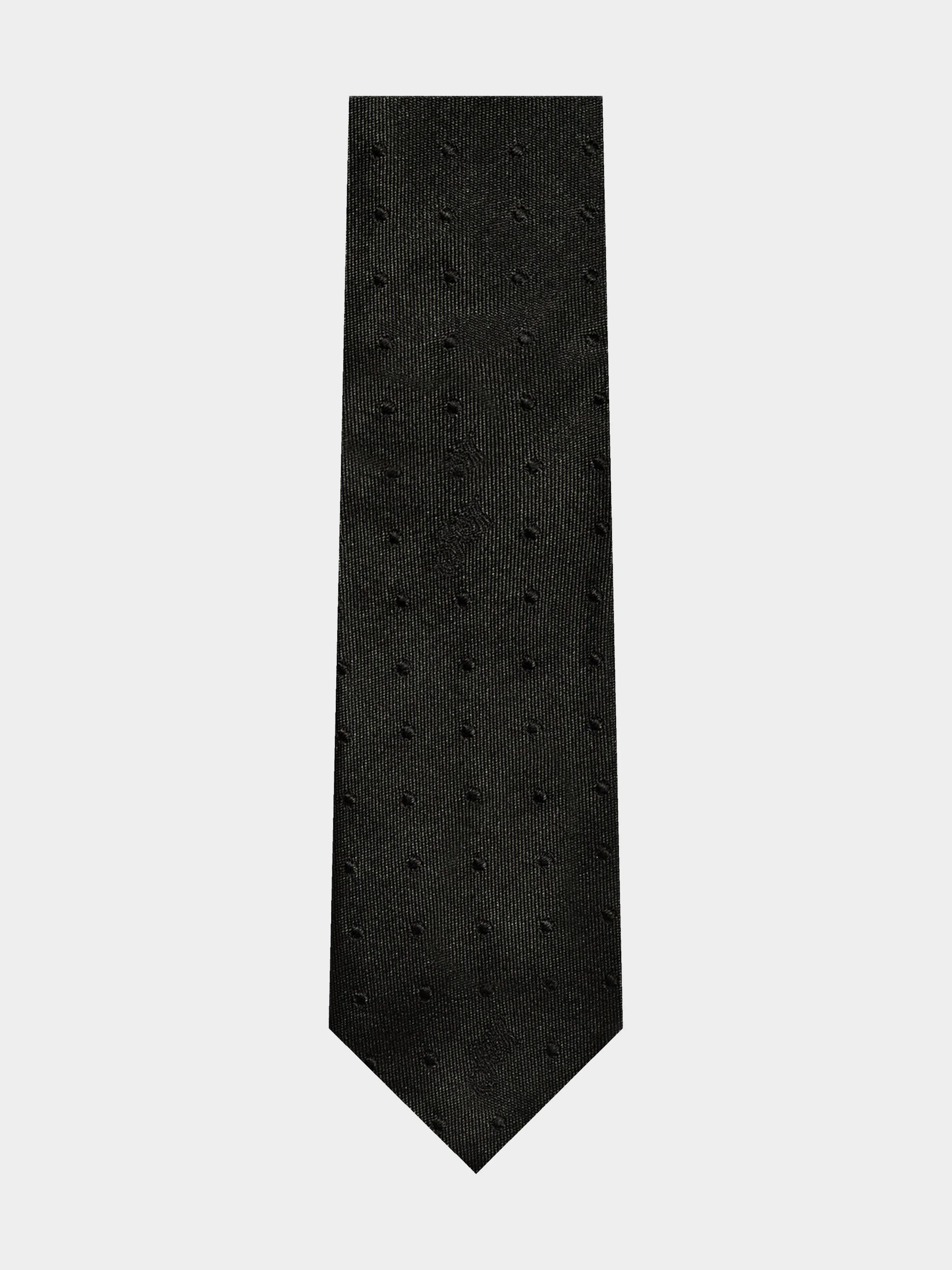 'Black Monogram Polkadot Silk' Slim Necktie