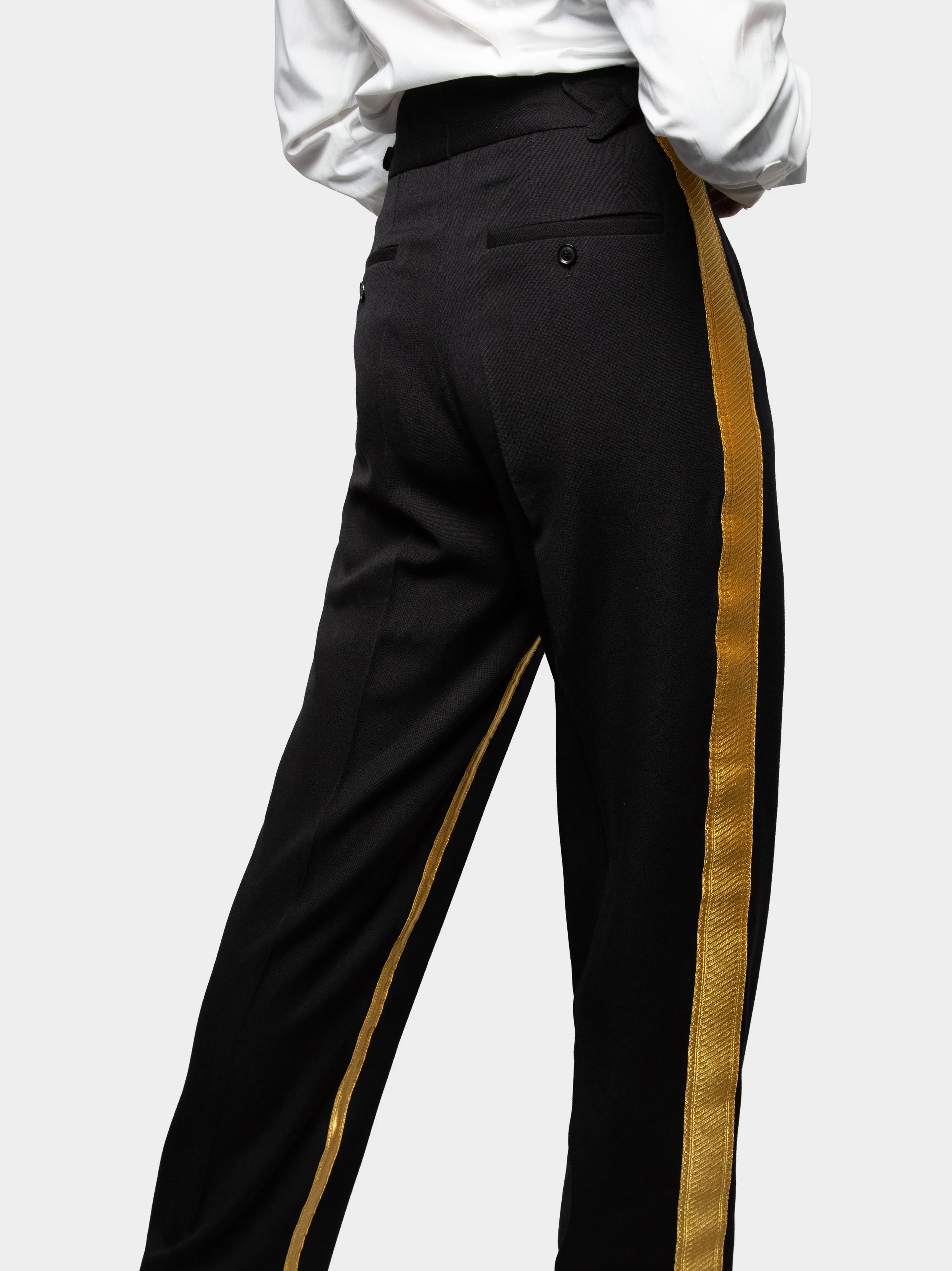 Black Straight Leg, Gold Trim Trousers 1.jpg
