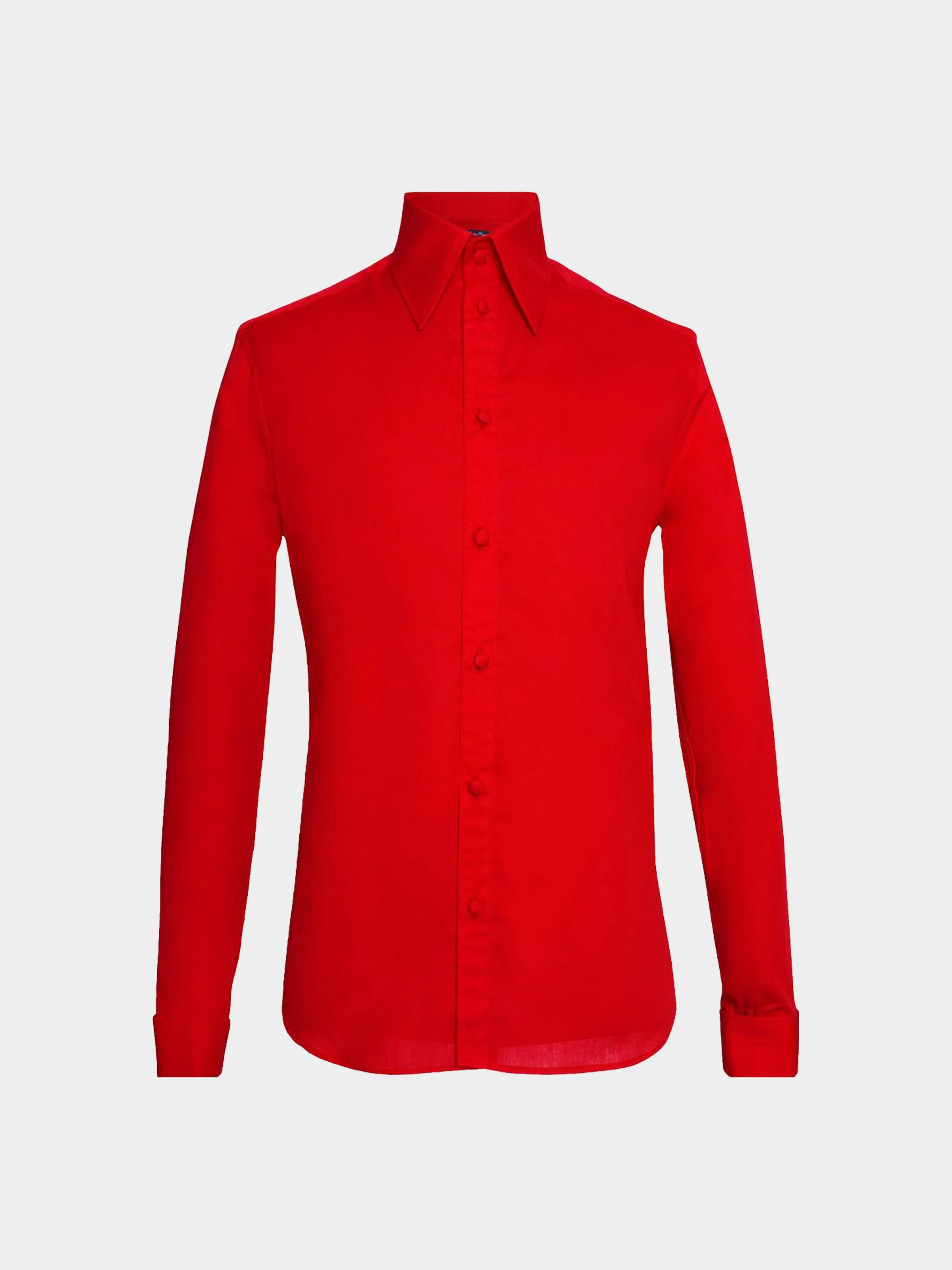 'Point Collar Shirt' Red Cotton.jpg