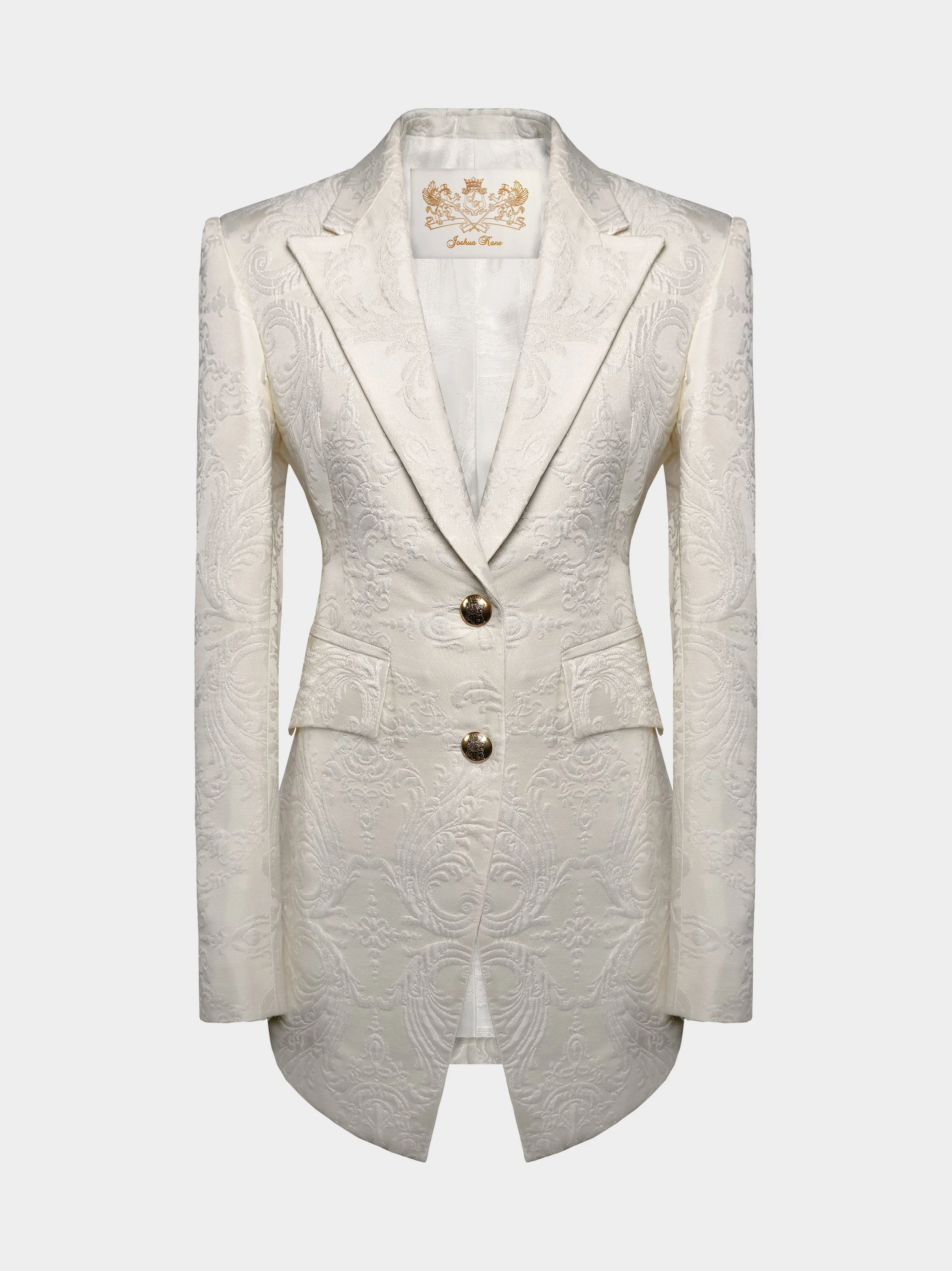 'The Elizabeth' White Embossed Scrolls Jacket