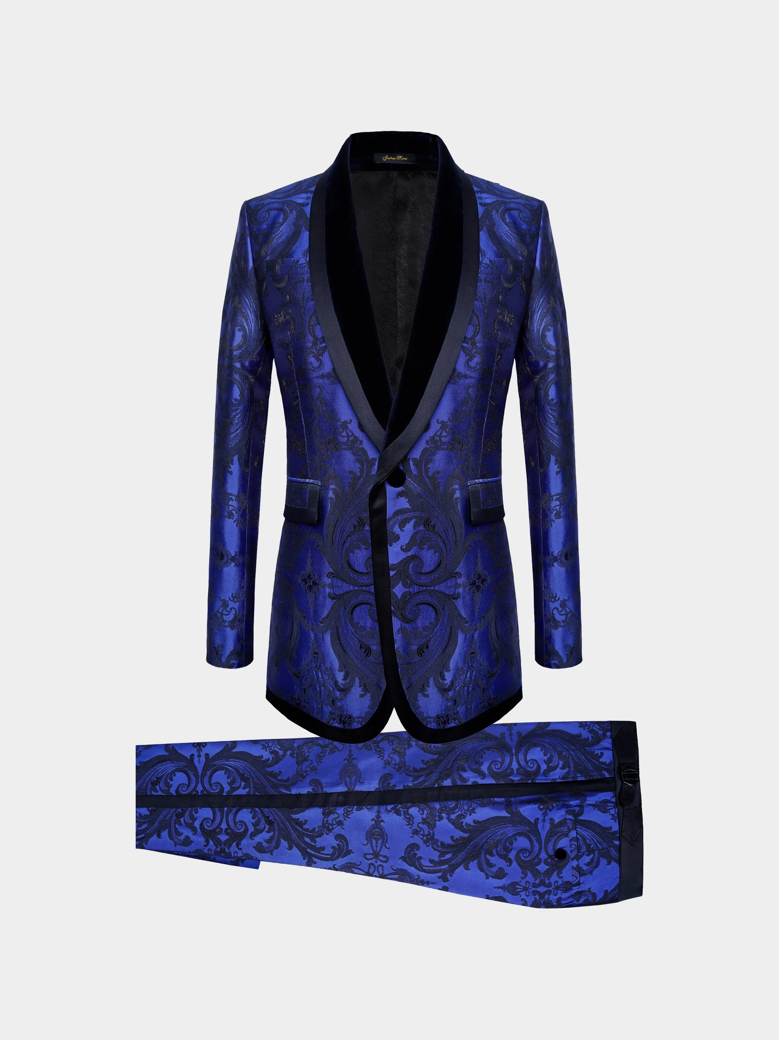 Navy Scrolls And Velvet Suit