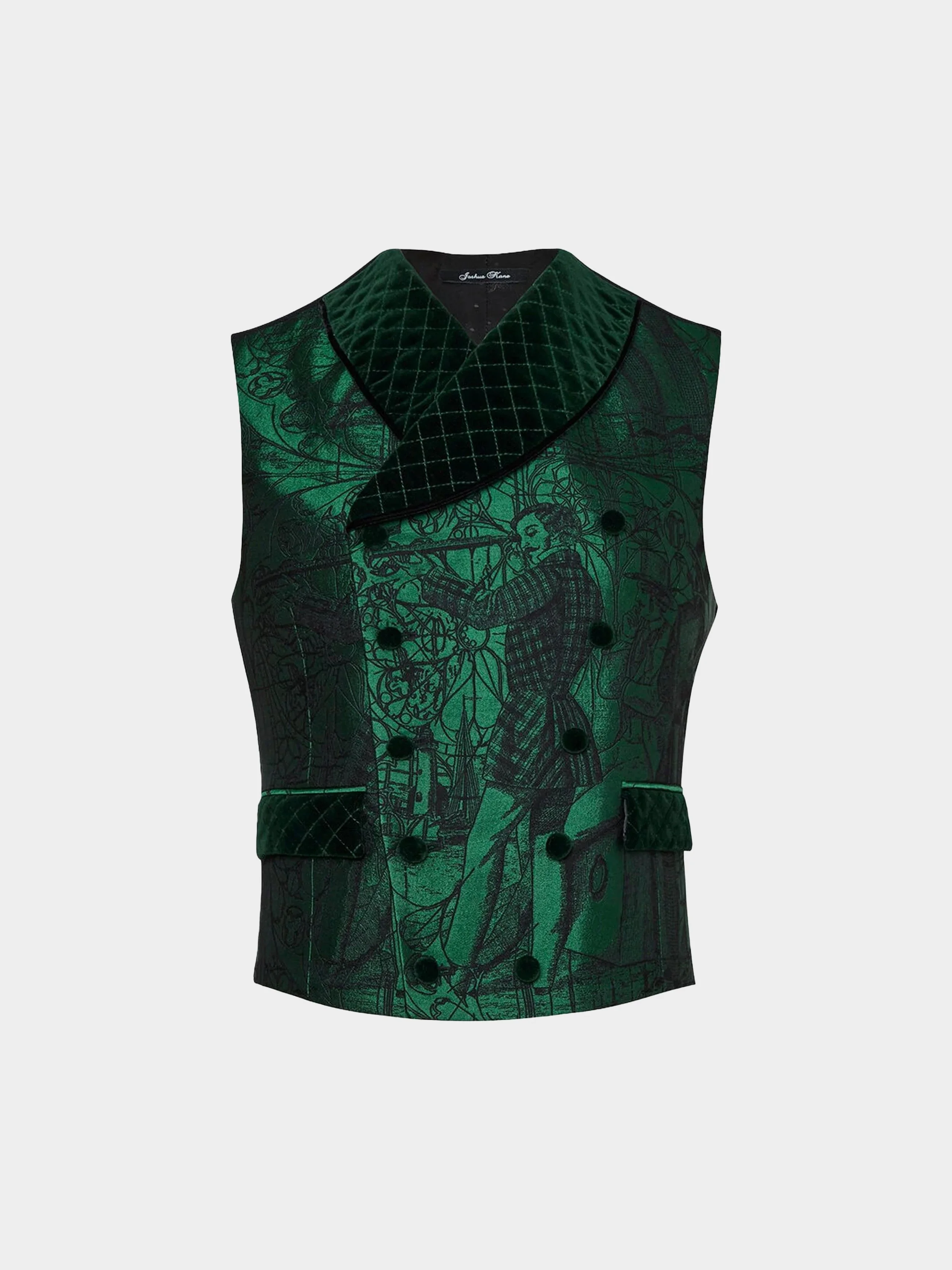 Green 3 Tailors Jacquard Waistcoat.jpg