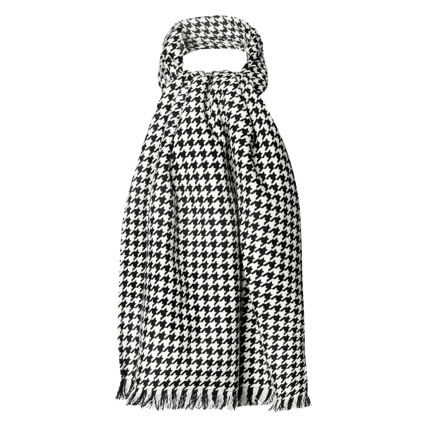 'Houndstooth' Wide Pin Fringe Scarf