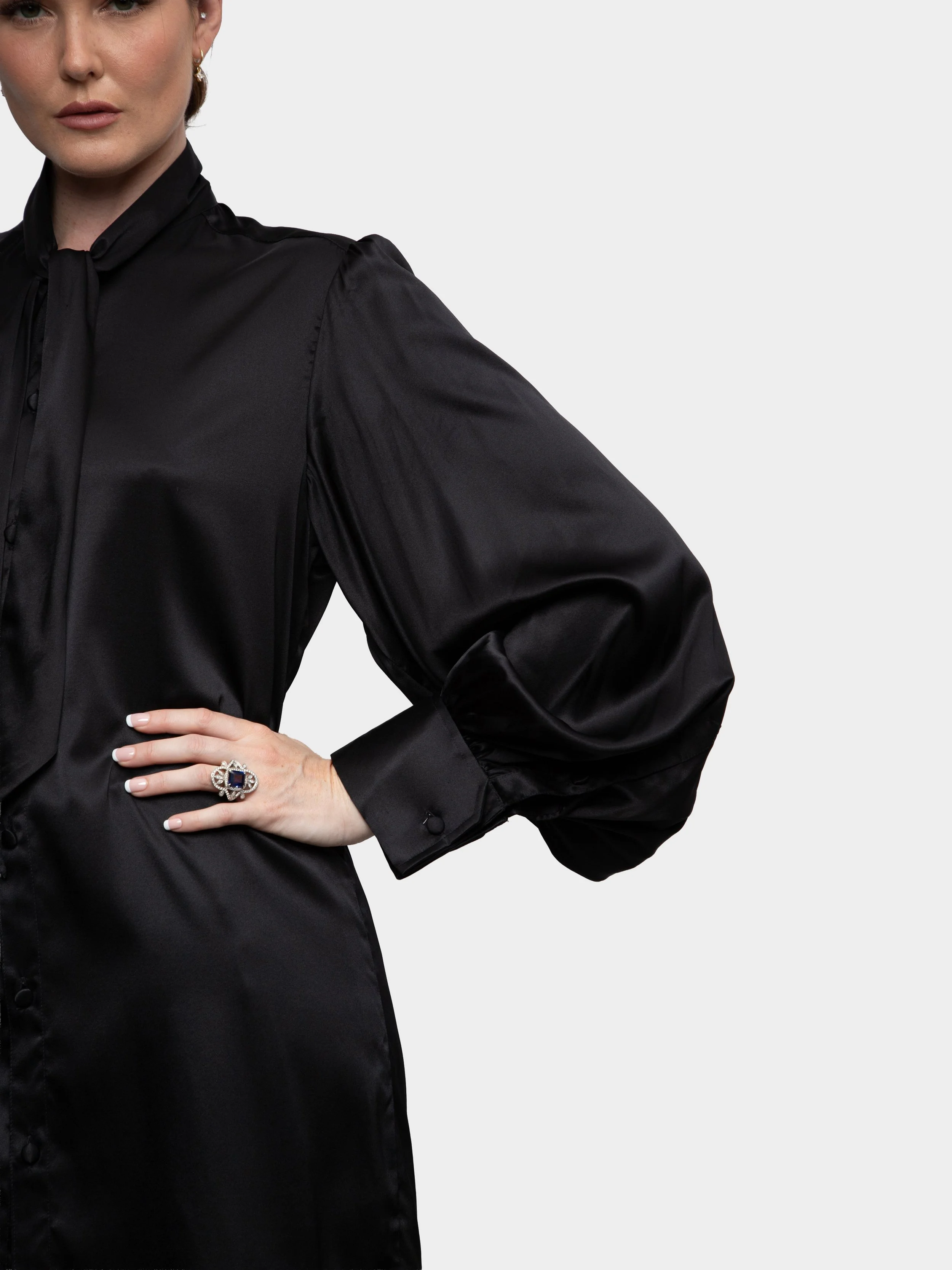 Black Silk Pussybow Shirt close.jpg