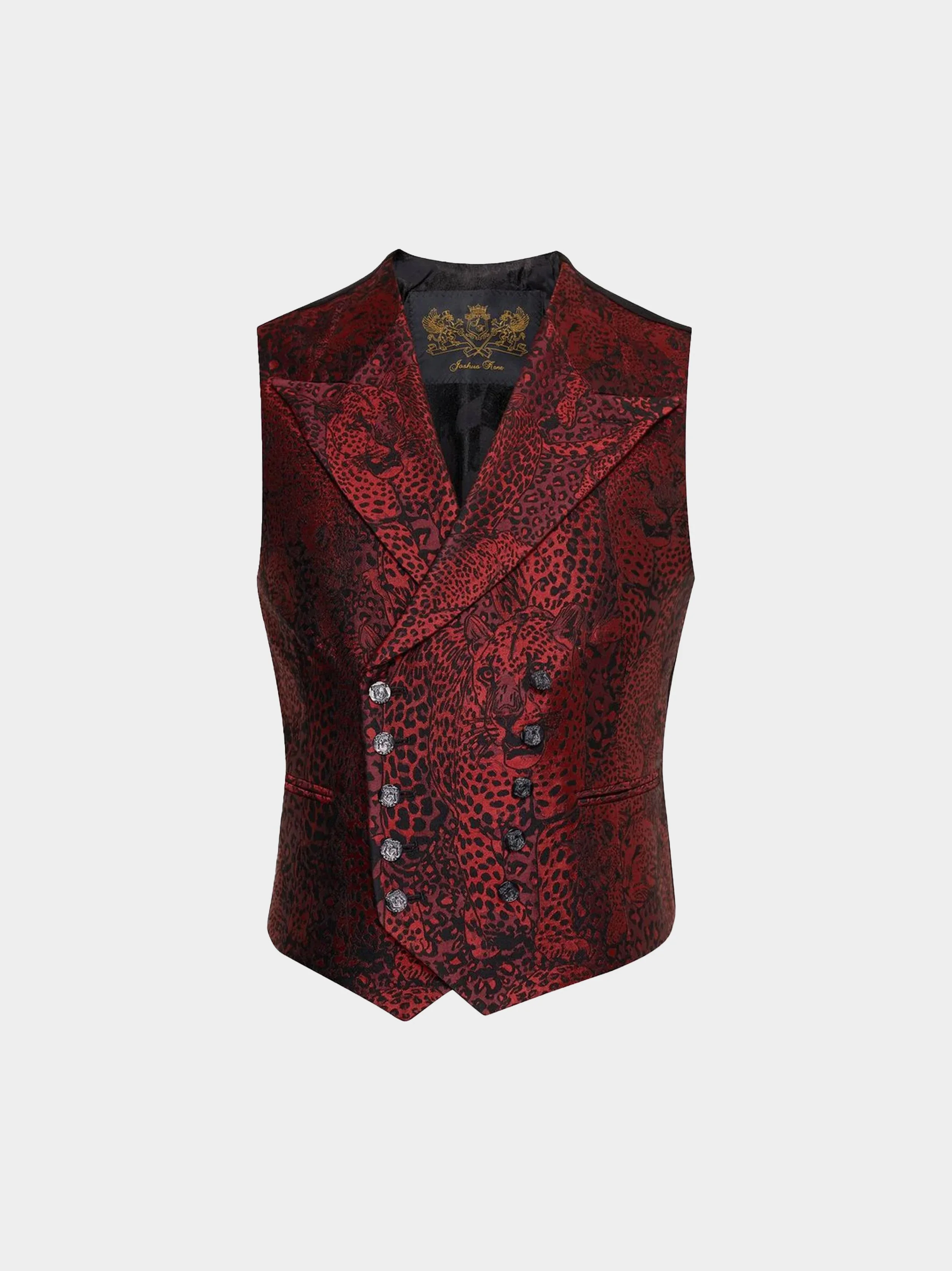 Red Leopard Jacquard Waistcoat
