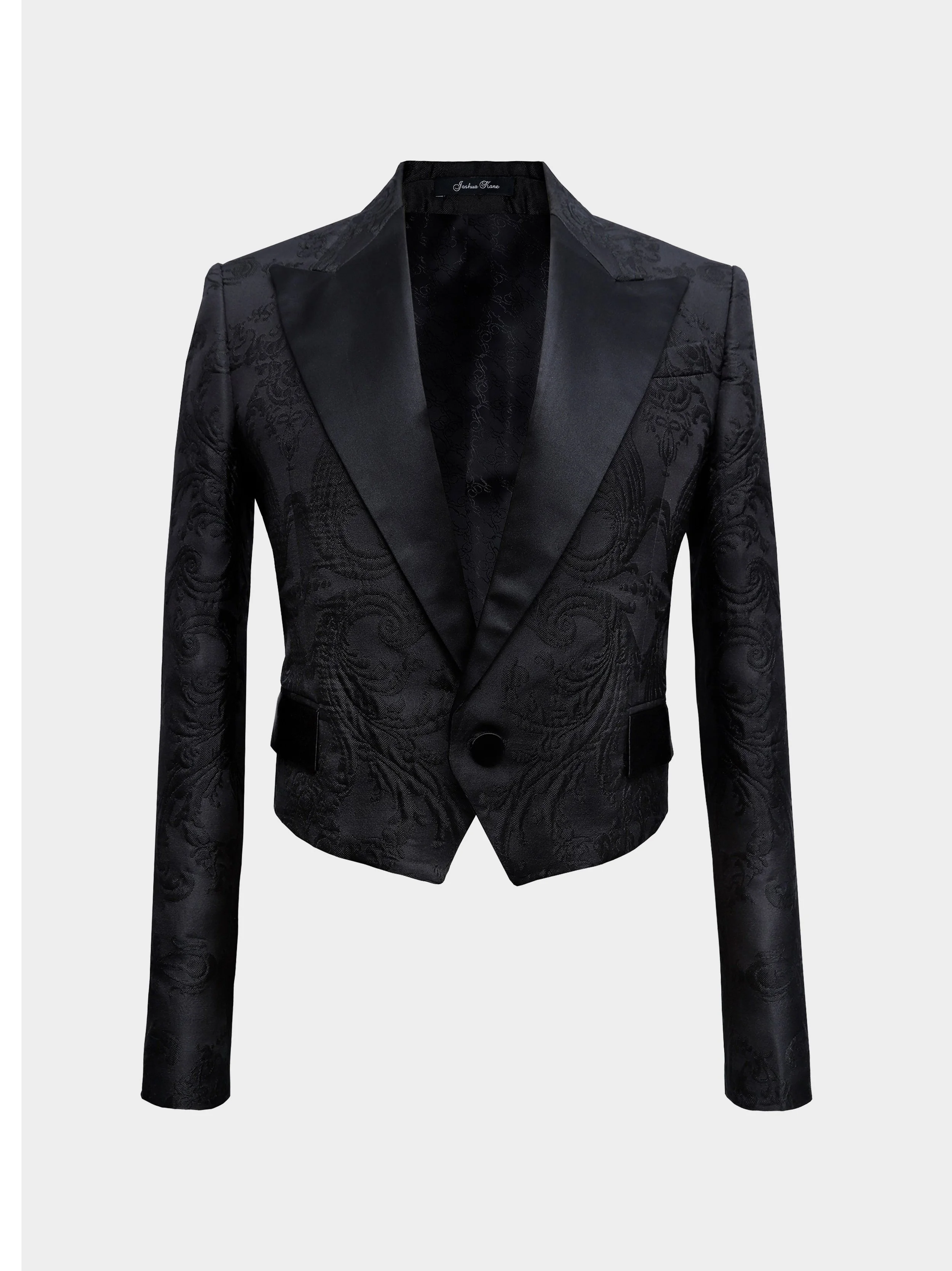 Embossed Scrolls And Silk Cropped Jacket