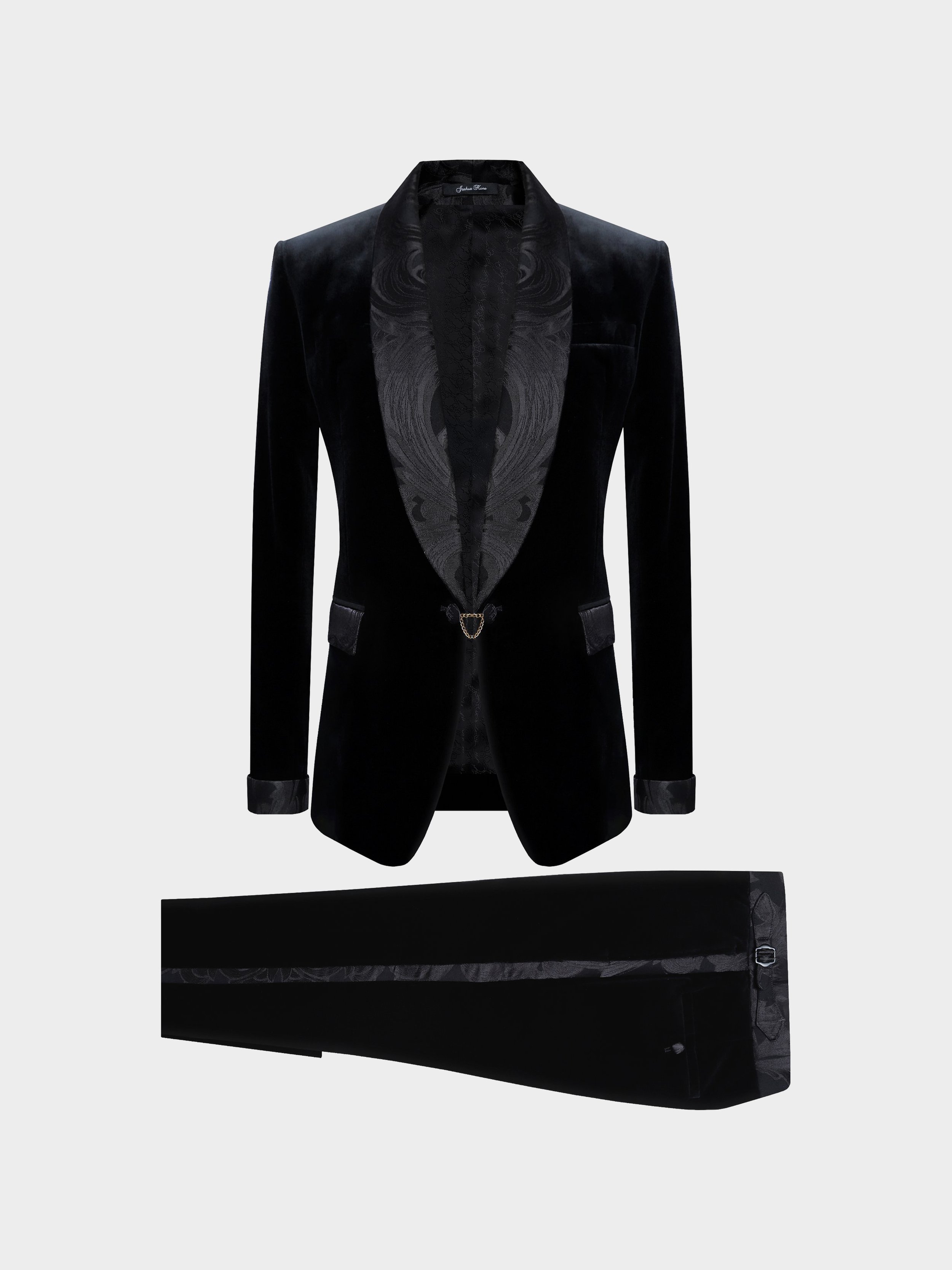 Black Velvet And Pegasus Jacquard Dinner Suit