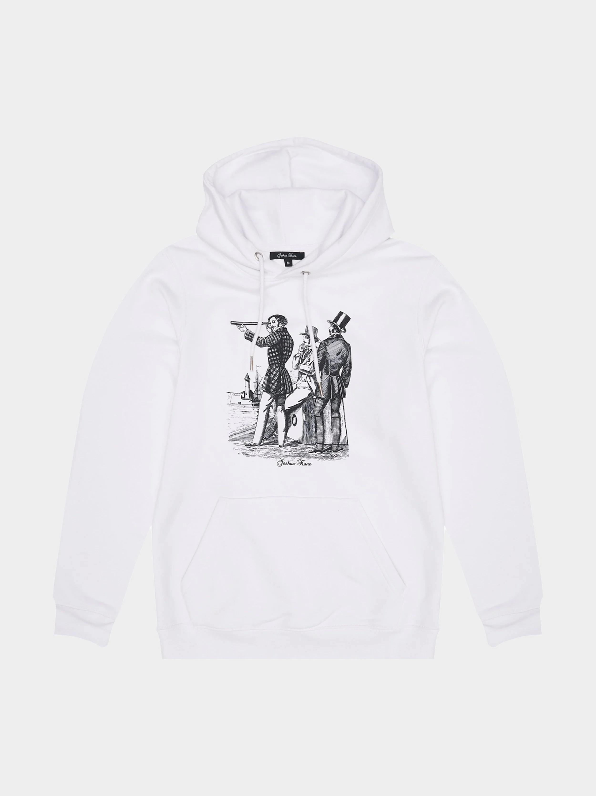'3-Tailors' White Hoodie with Black Print Motif