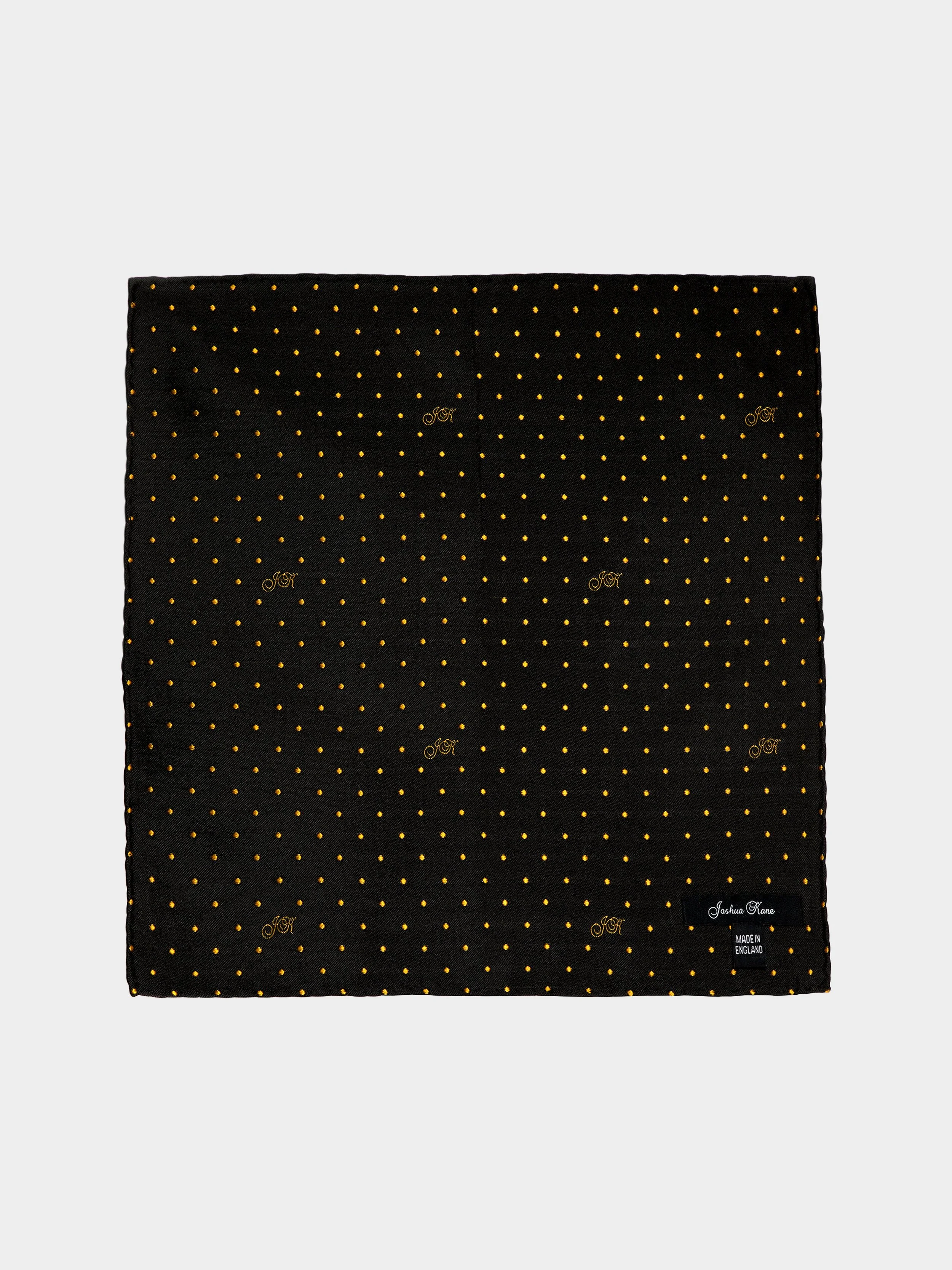 'Black &amp; Gold Monogram Polka Dot Silk' Pocket Square