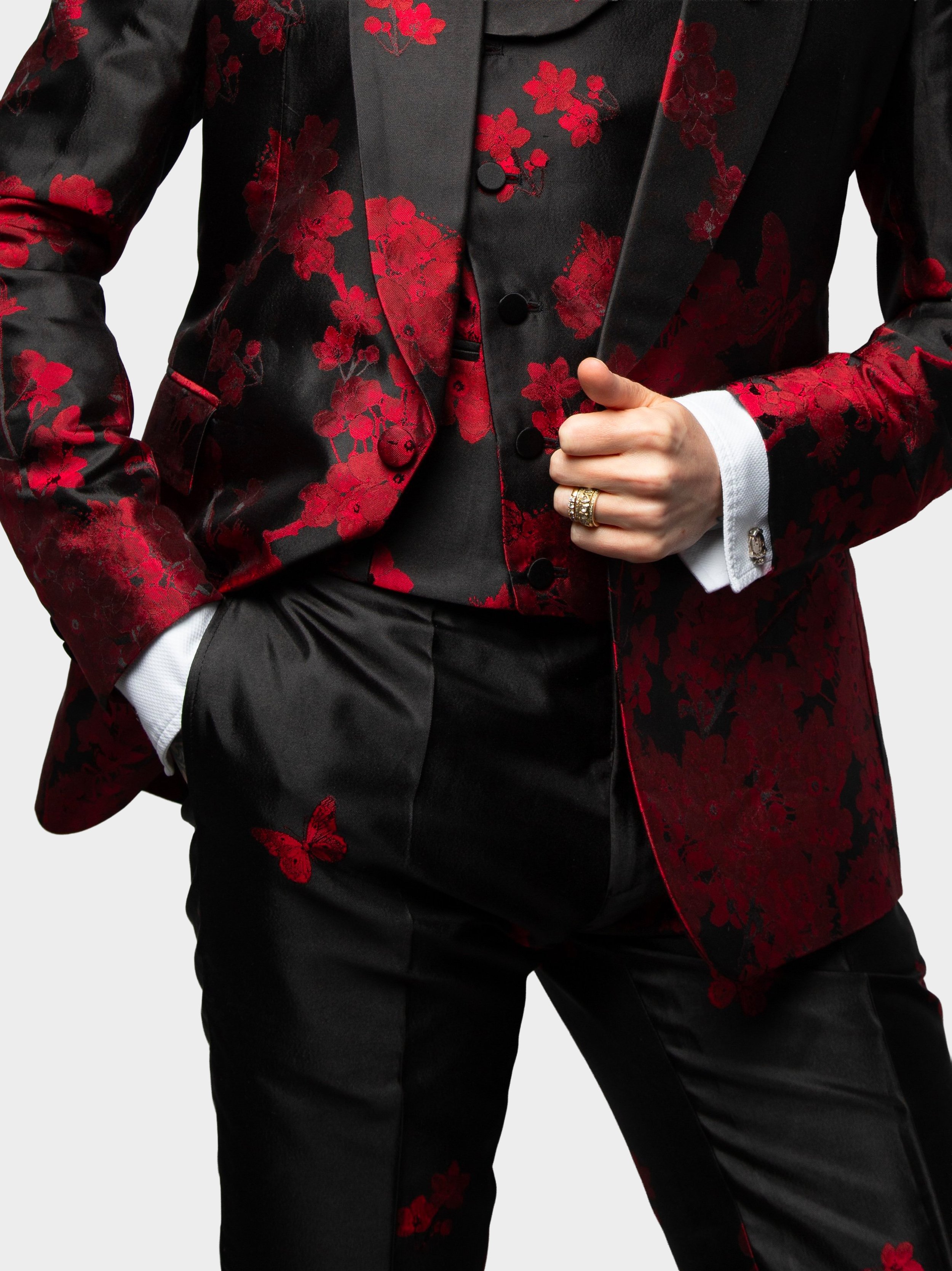 Red Falling Blossom Suit front close.jpg
