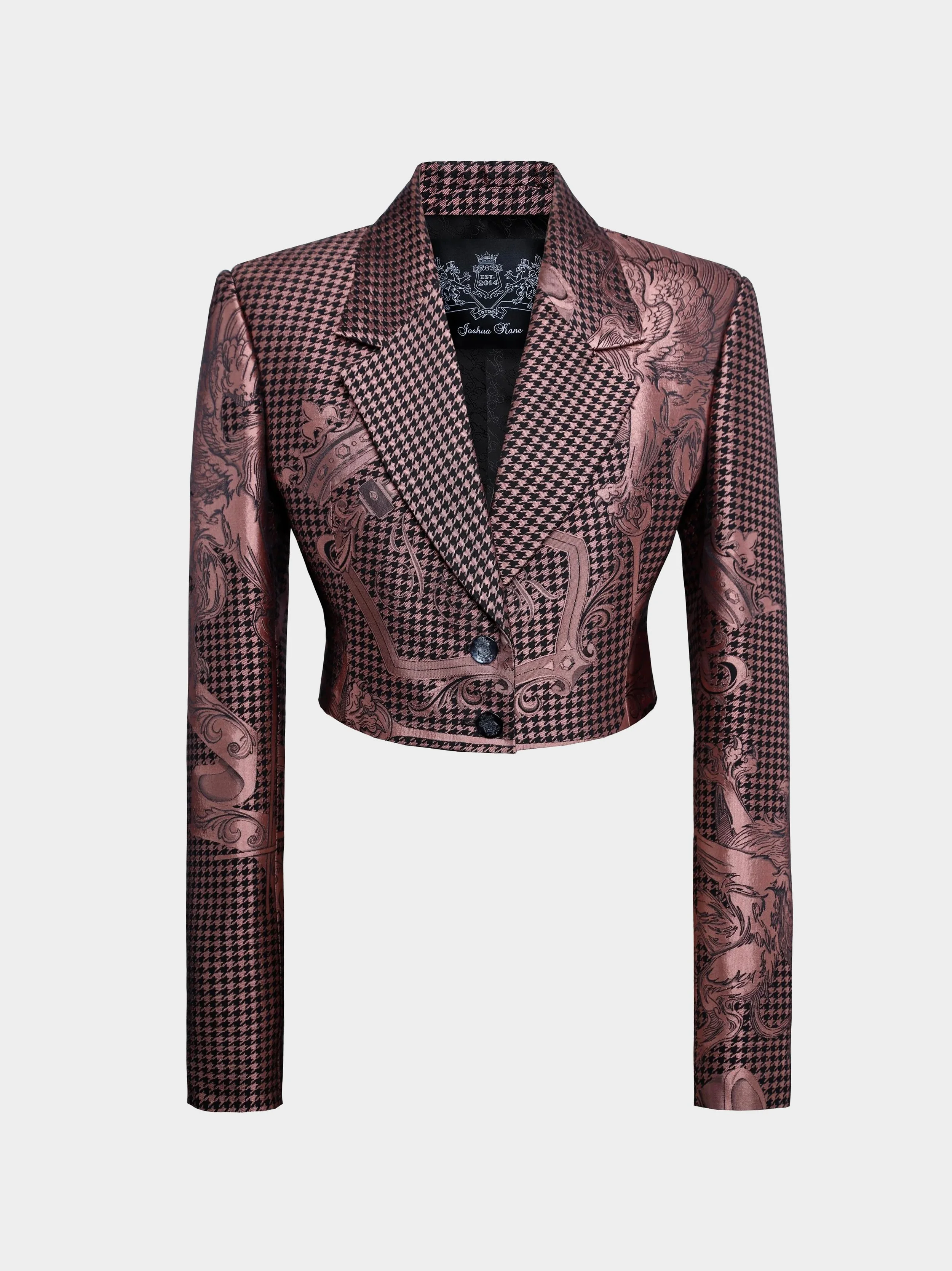 Rose Gold Houndstooth Crest Jacquard Jacket