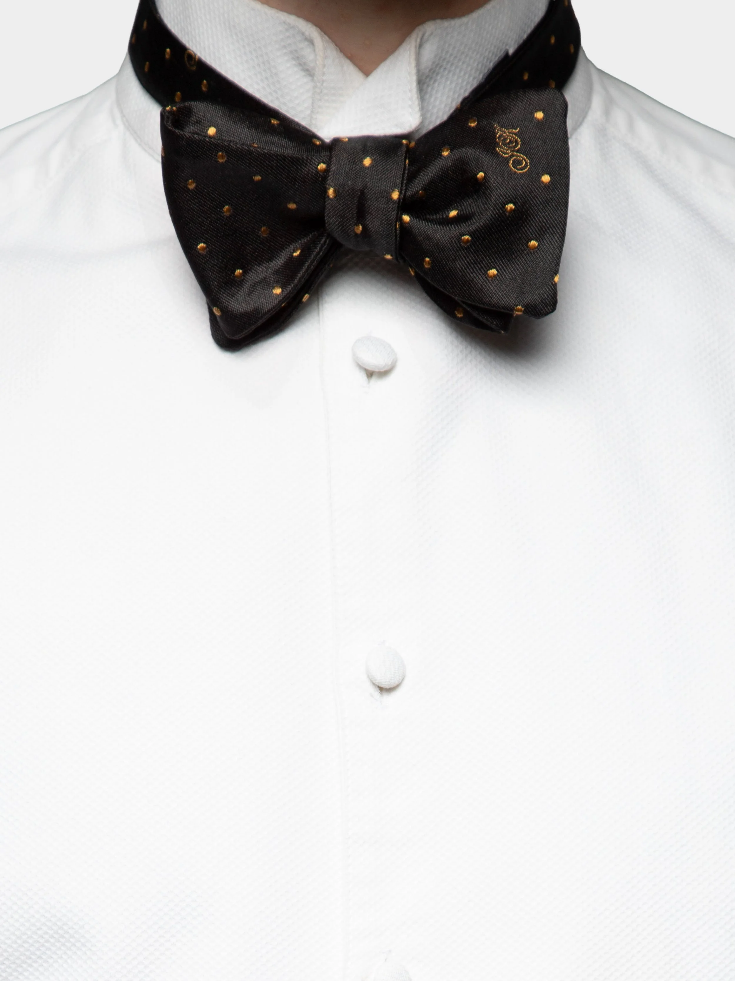 Gold Monogram Polkadot Silk Bowtie 3.jpg