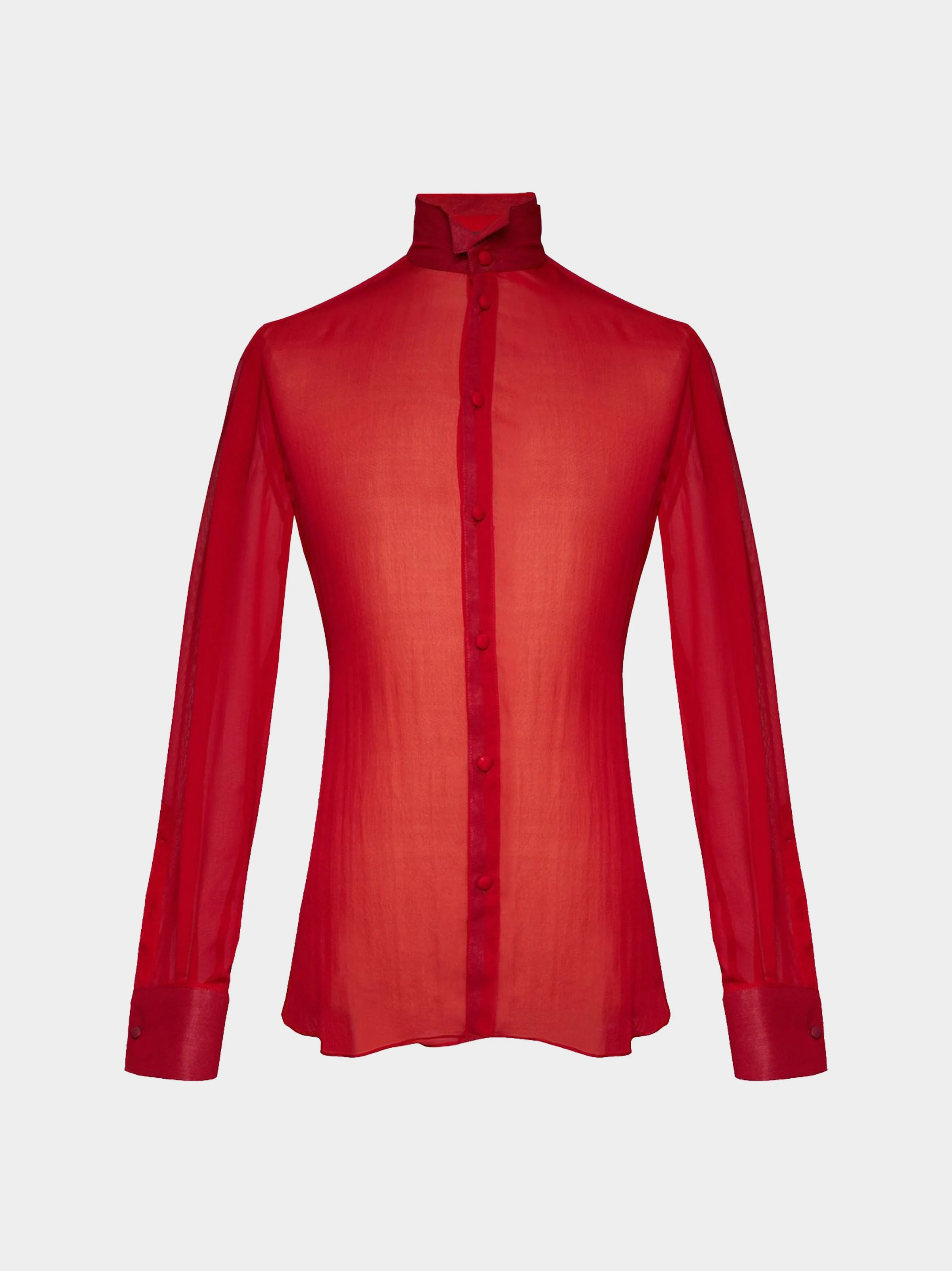'Pirate Shirt' Blood Red Crepe Georgette Silk