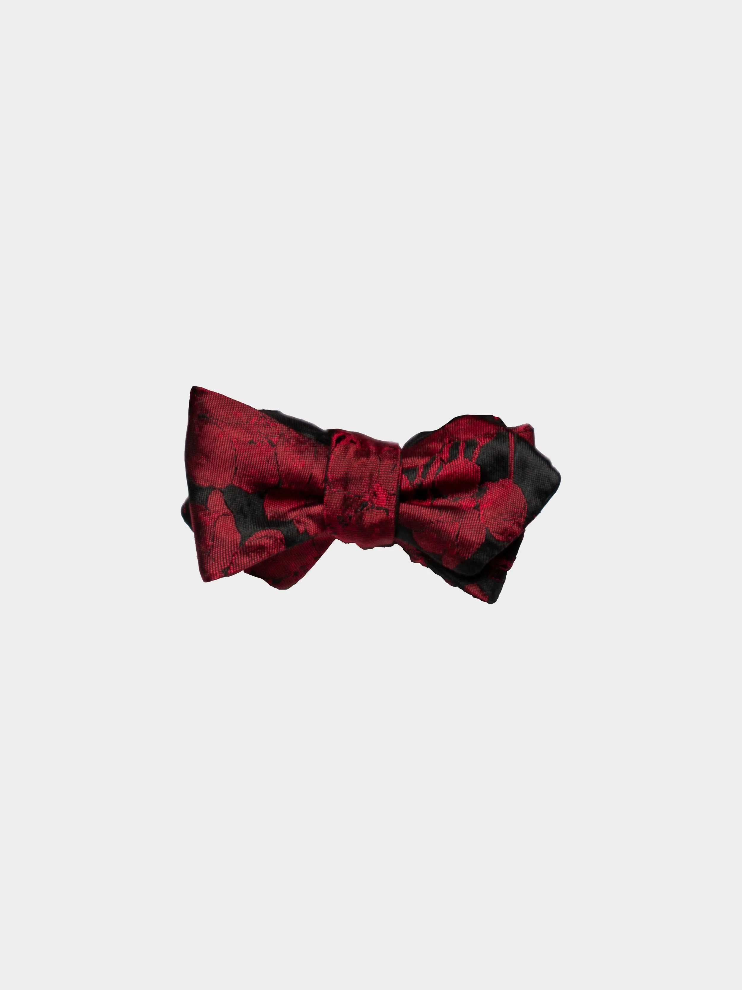 Red Falling Blossom Silk Point Bowtie