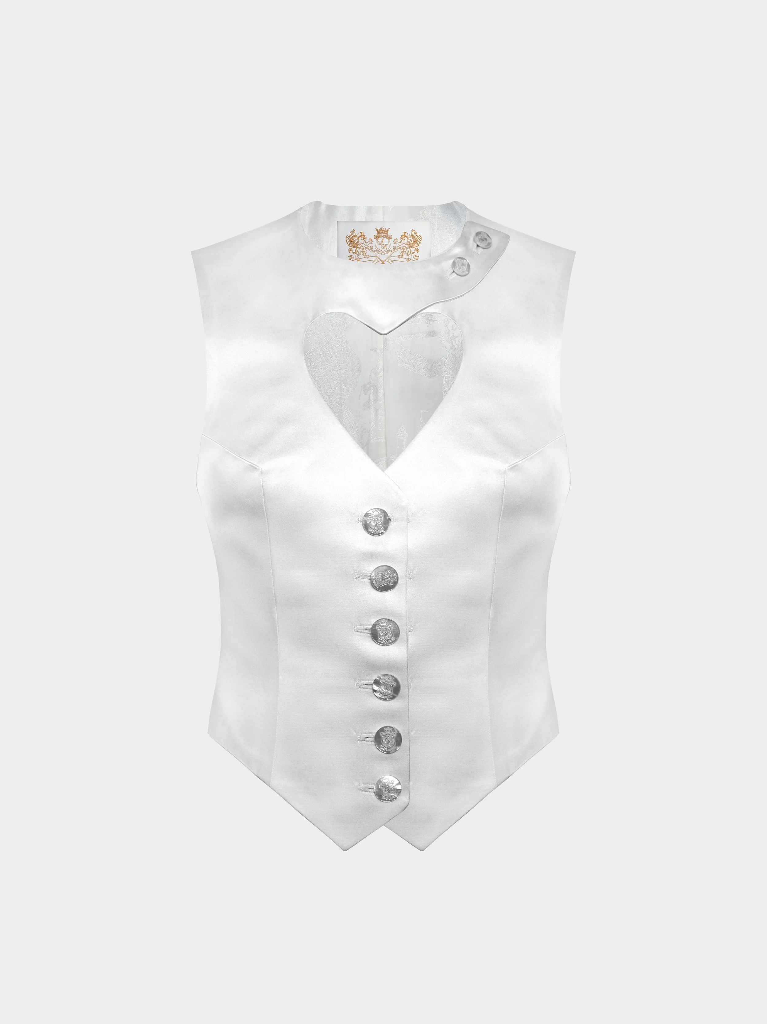 'The Love Heart' White Silk Waistcoat
