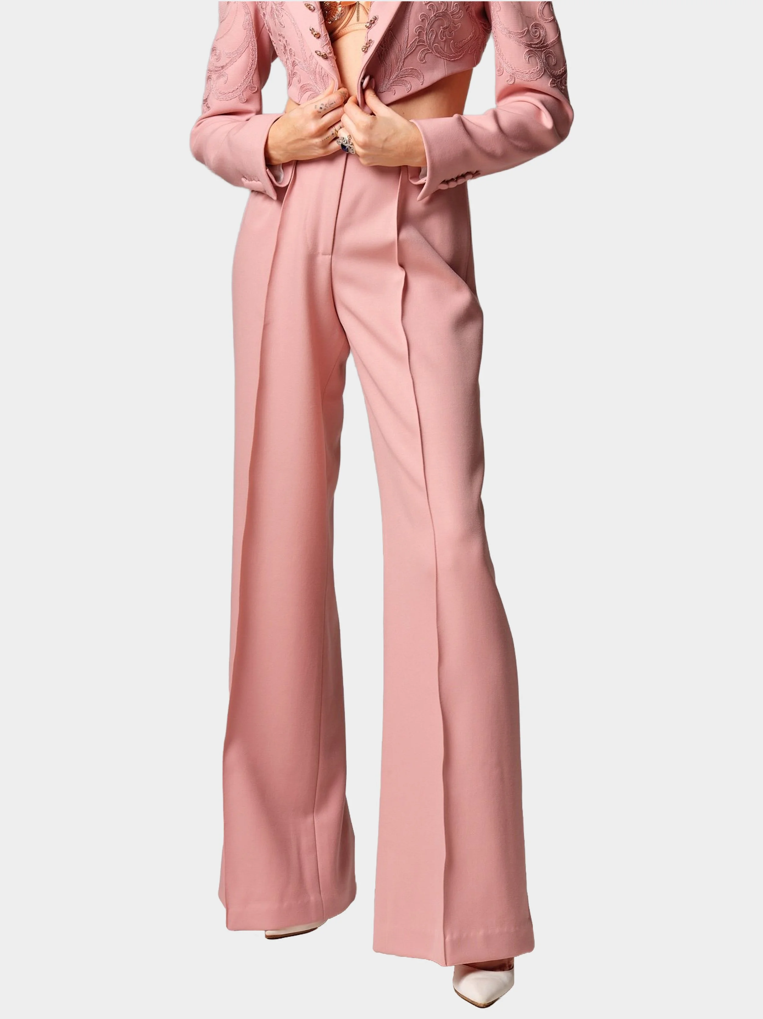 Crystal And Rose Embroidered Pink Wool Bolero Suit.jpg