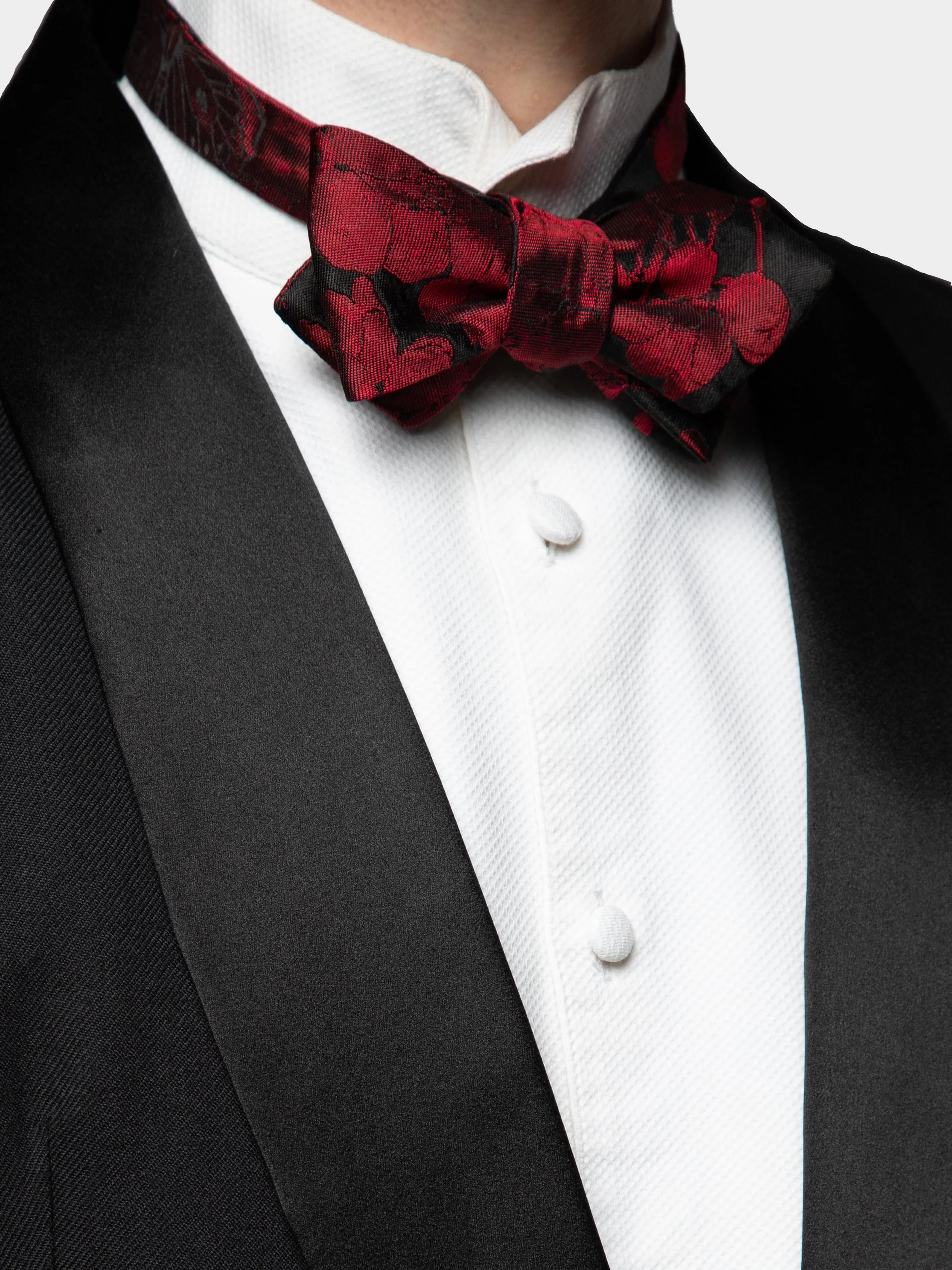 Red Falling Blossom Silk Point Bowtie 3.jpg