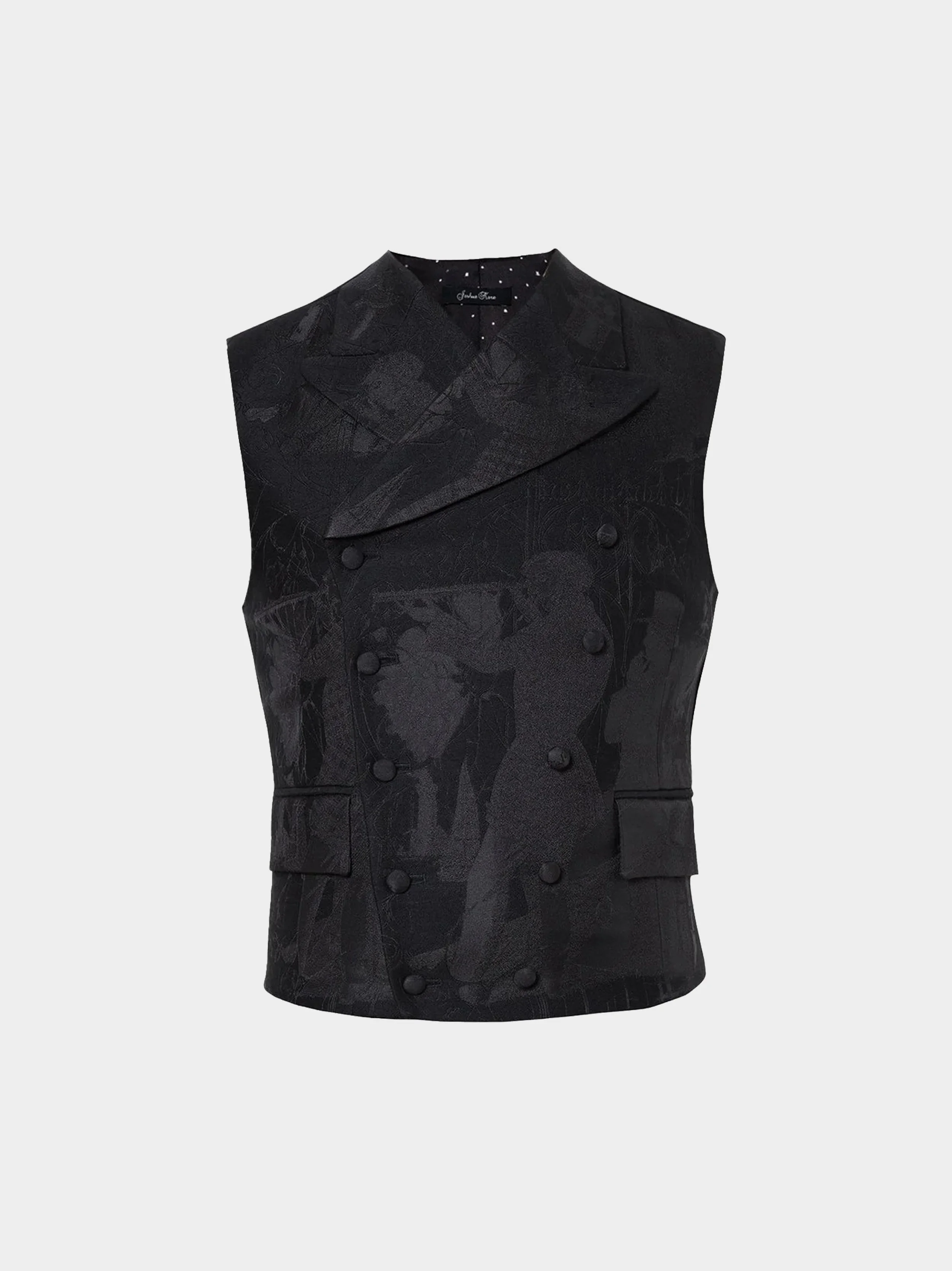 Black 3-Tailors Jacquard Waistcoat