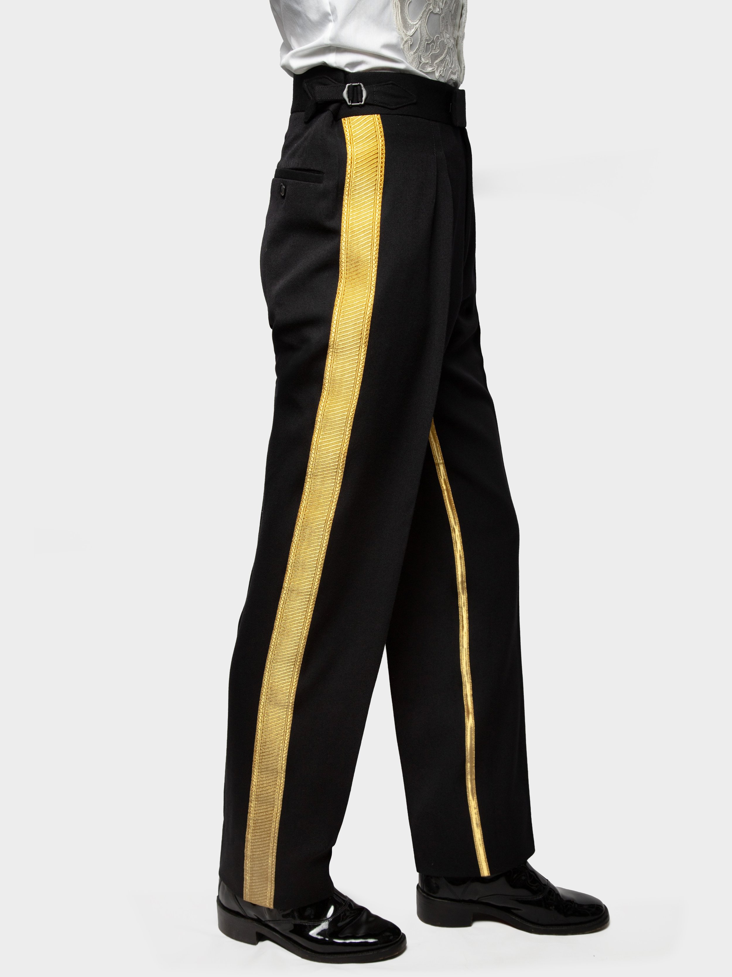 Black Straight Leg, Gold Trim Trousers 2.jpg