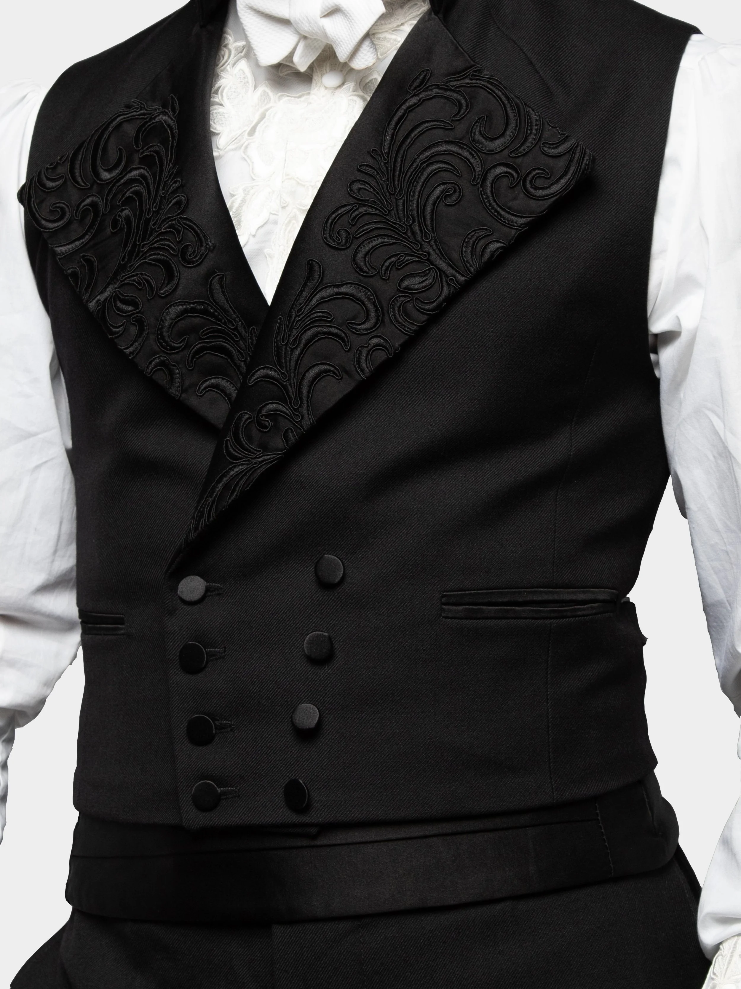 Black Wool And Embroidery Waistcoat