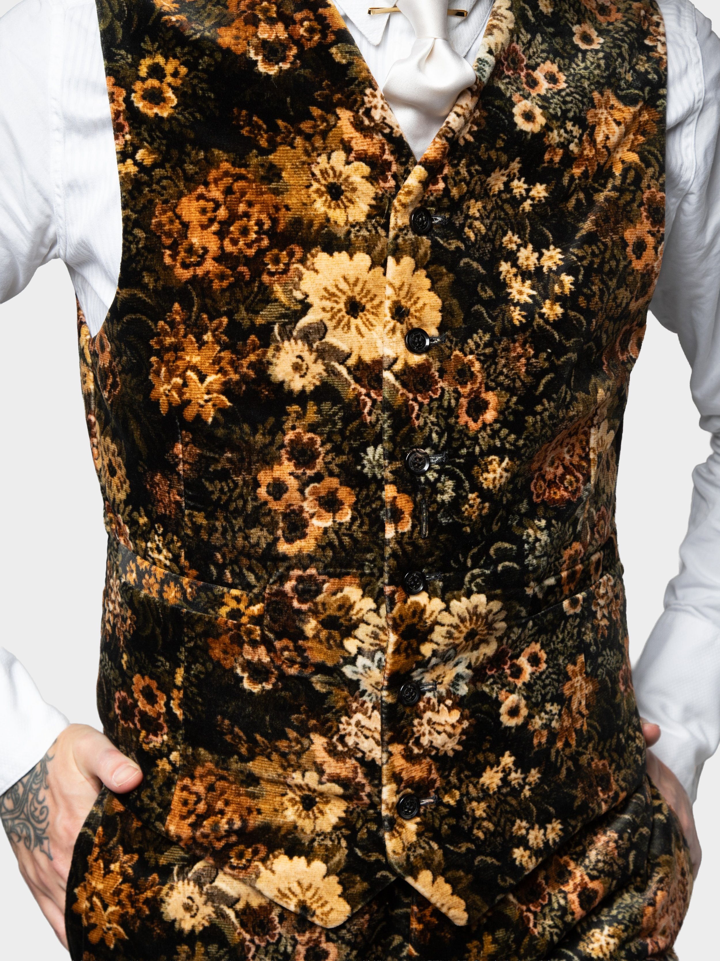 Floral Printed Velvet Waistcoat close.jpg