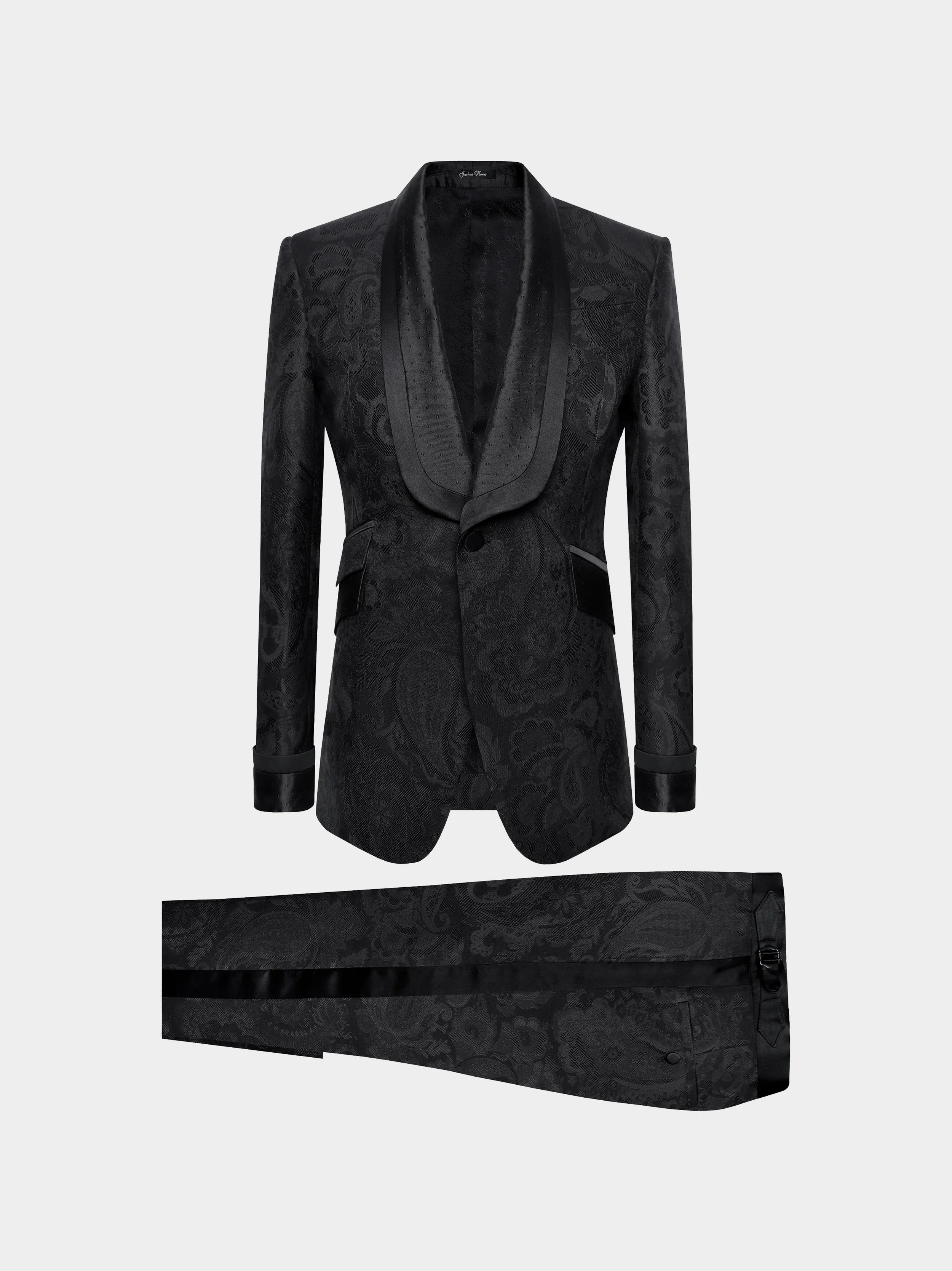 Black Paisley And Polkadot Lapel Dinner Suit