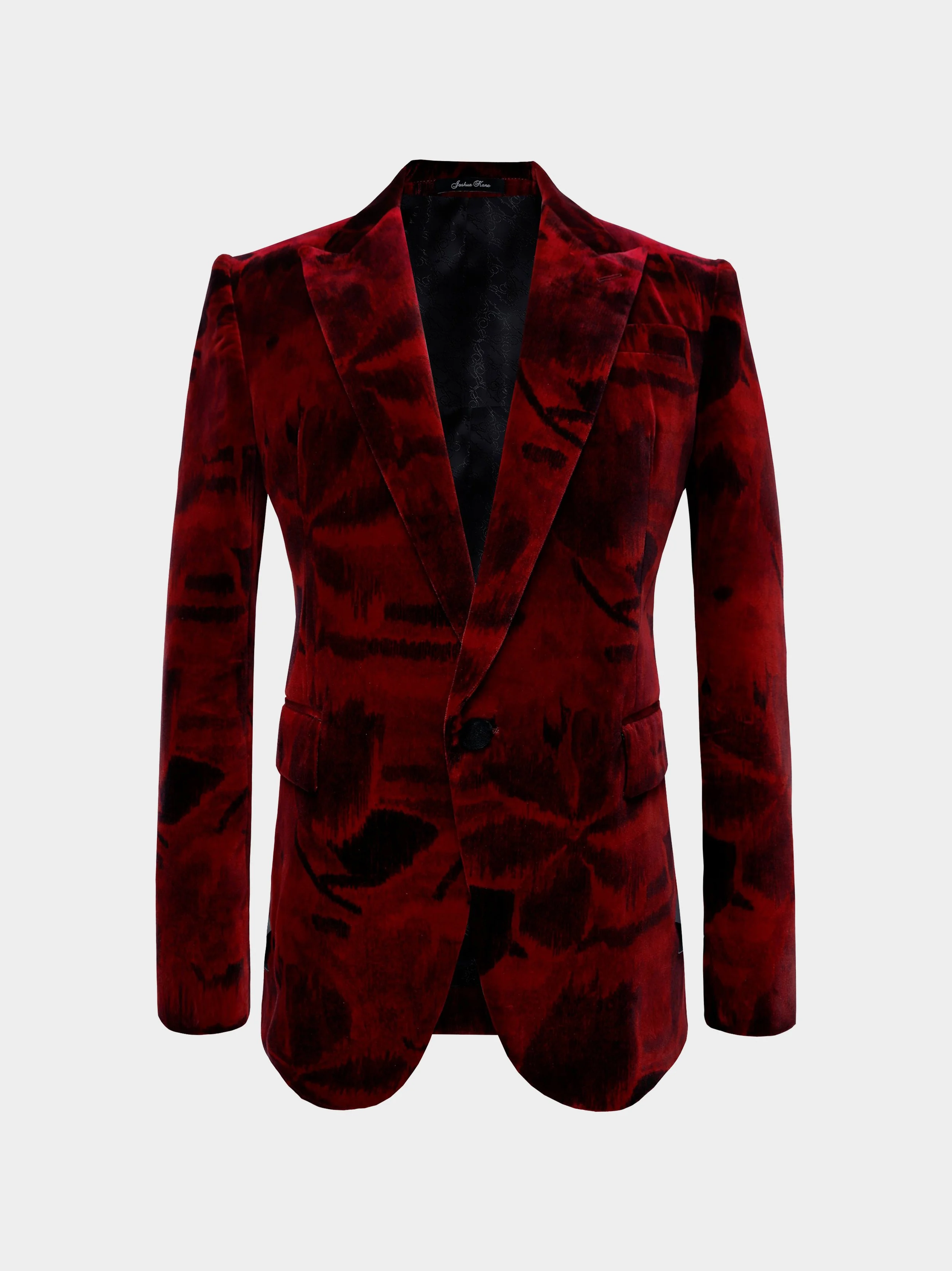 Burgundy Floral Print Velvet Jacket