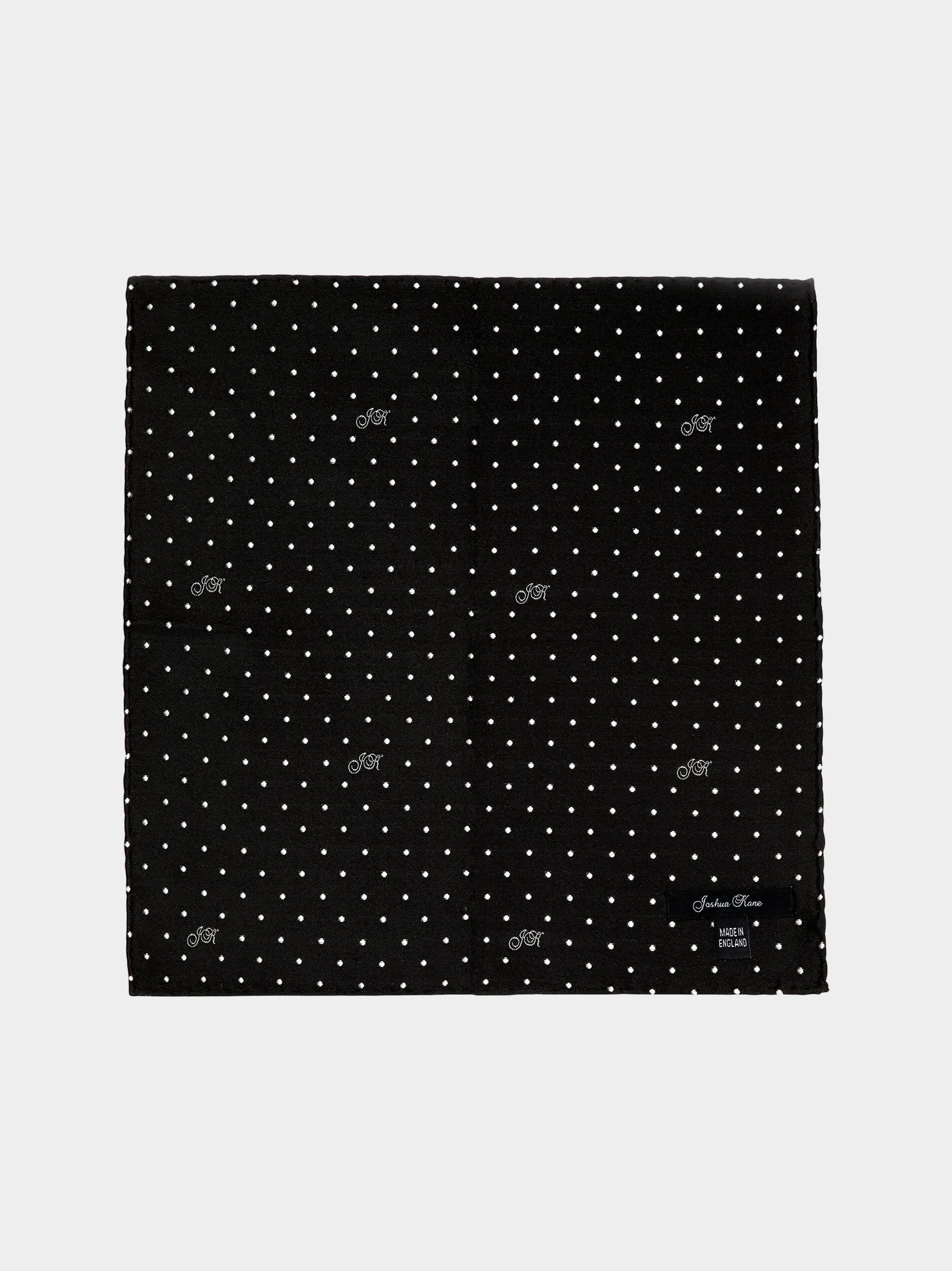 'Black &amp; White Monogram Polka Dot Silk' Pocket Square