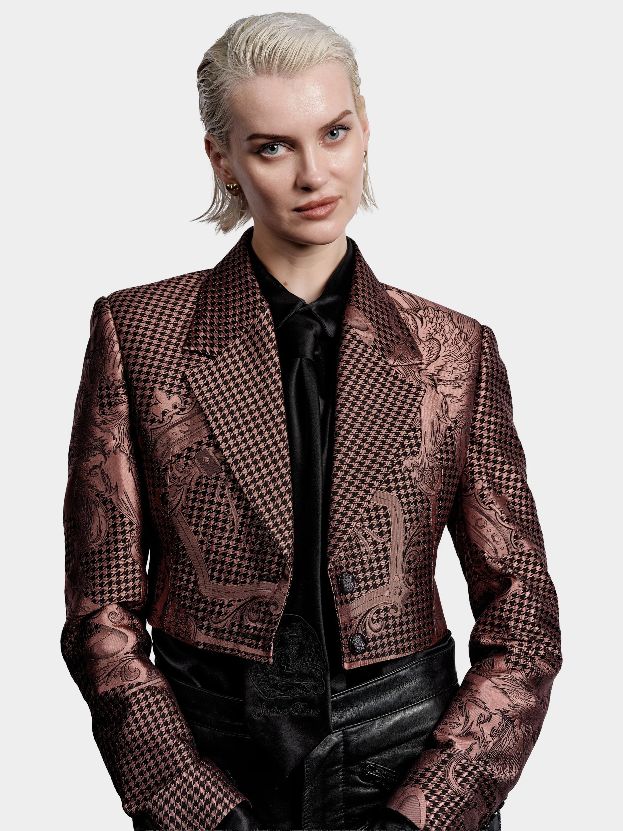 Rose Gold Houndstooth Crest Jacquard Jacketfrontfront2.jpg