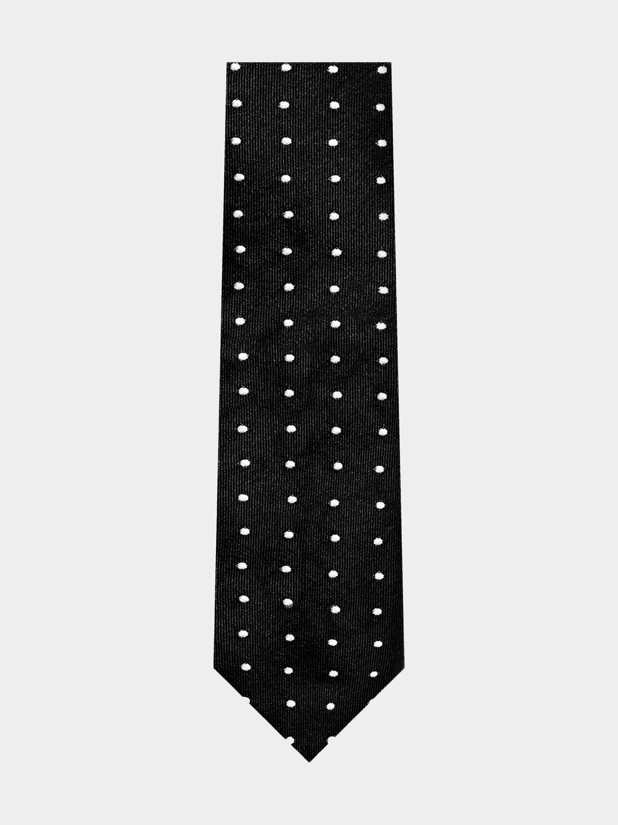 'Black & White Monogram Polkadot Silk' Slim Necktie