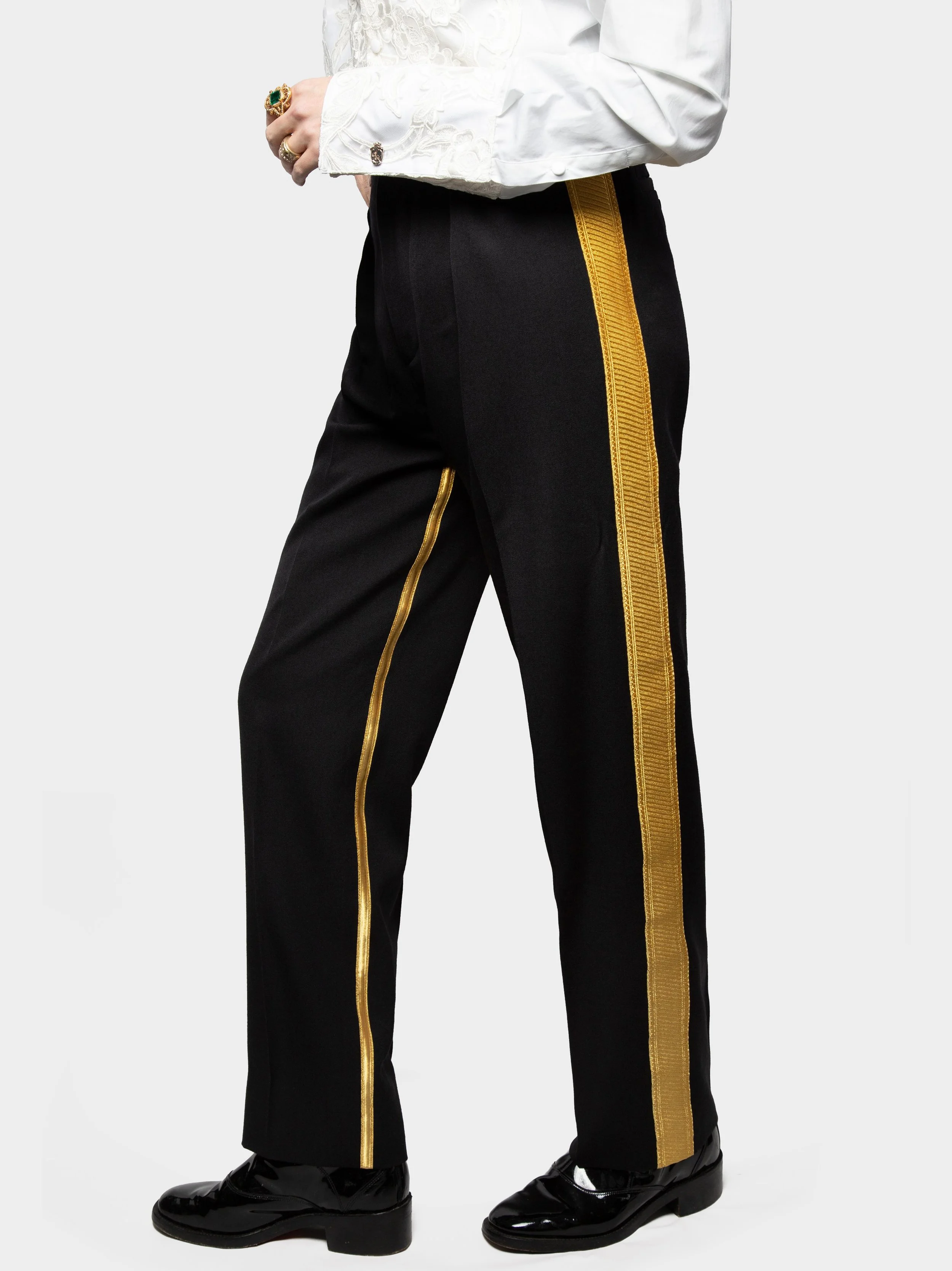 Black Straight Leg, Gold Trim Trousers 3.jpg