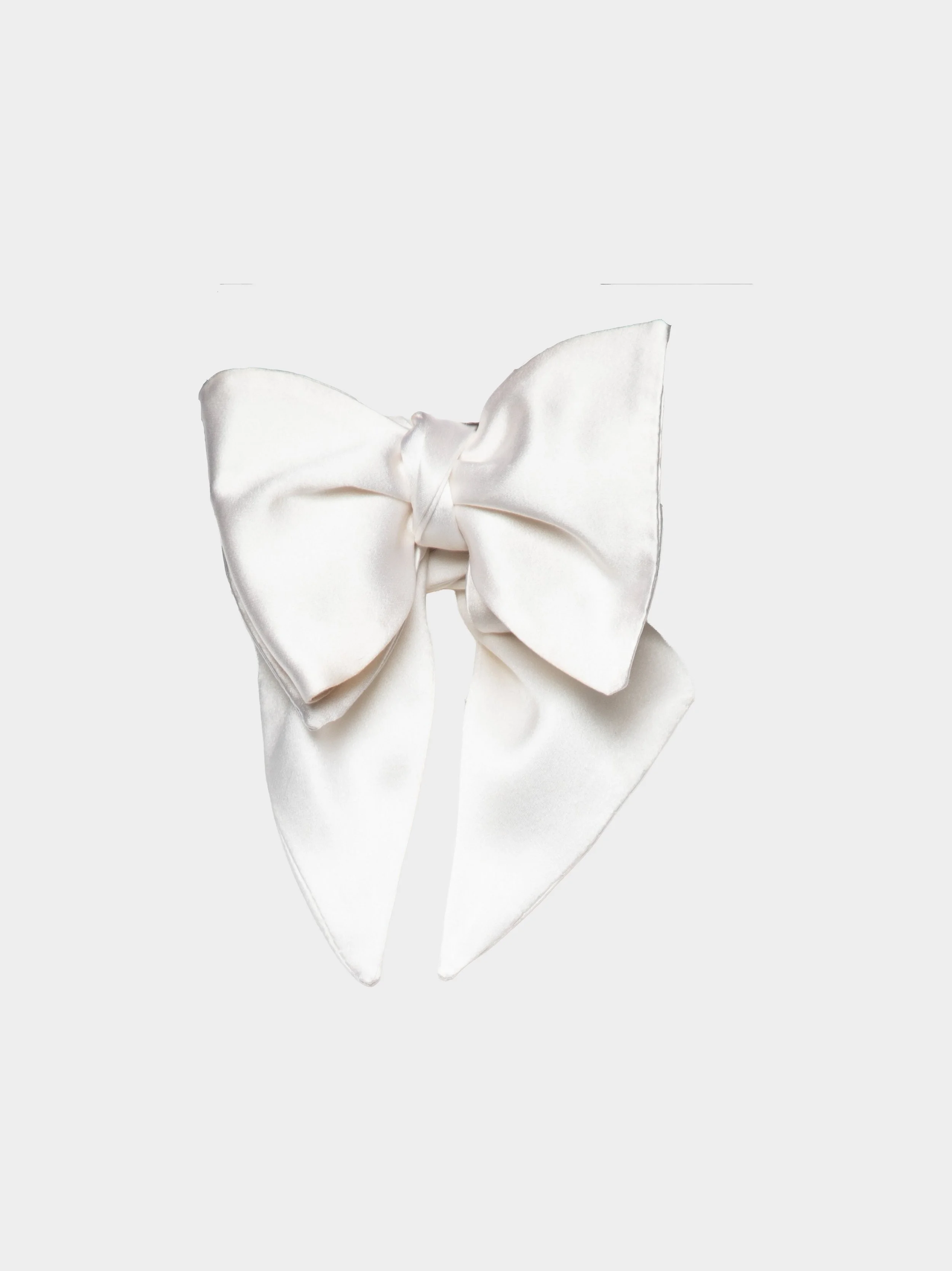 White Silk Wide Bow Tie And Tails Set