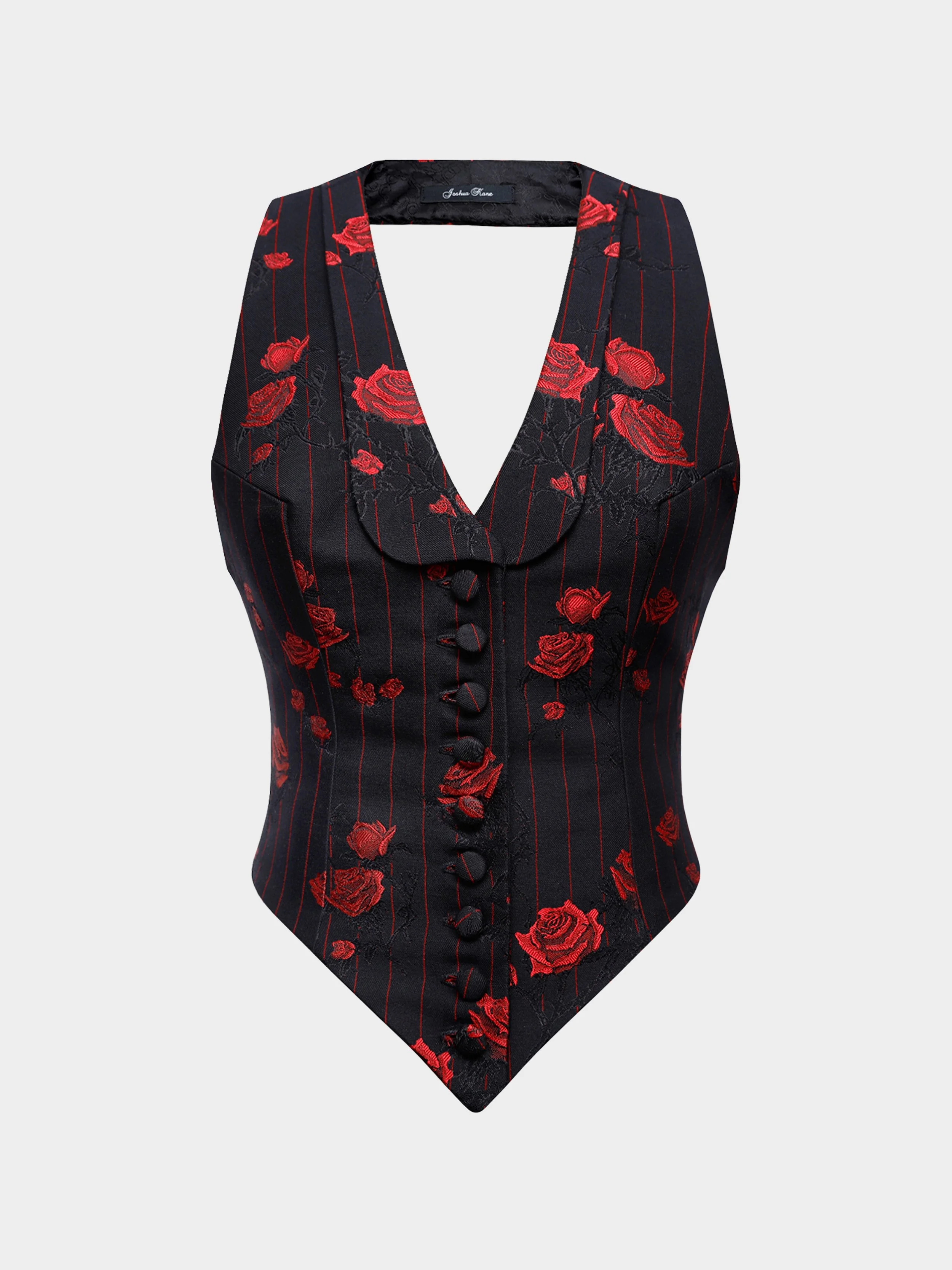 Red Rose Pinstripe Waistcoat