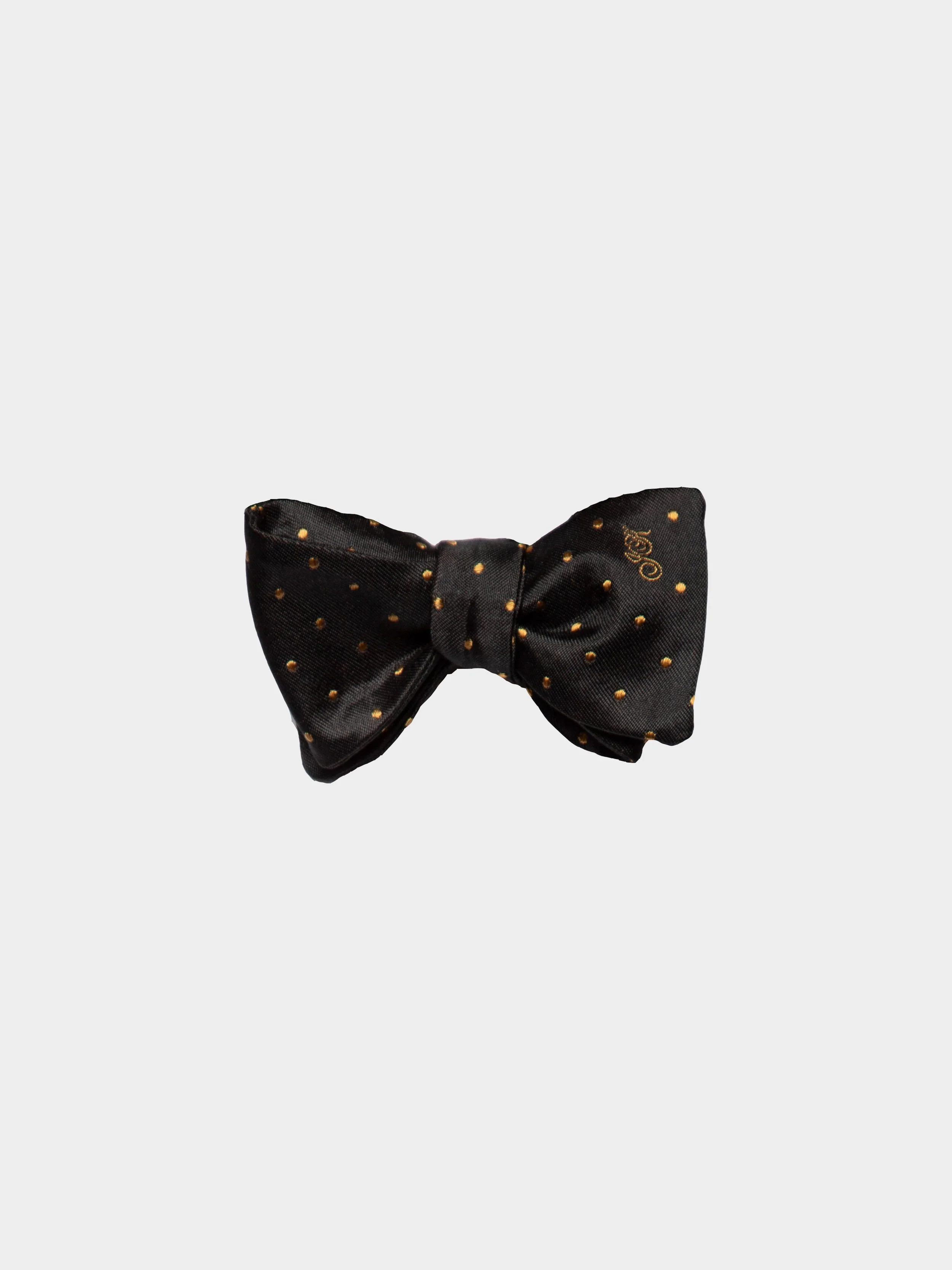 Gold Monogram Polkadot Silk Bowtie