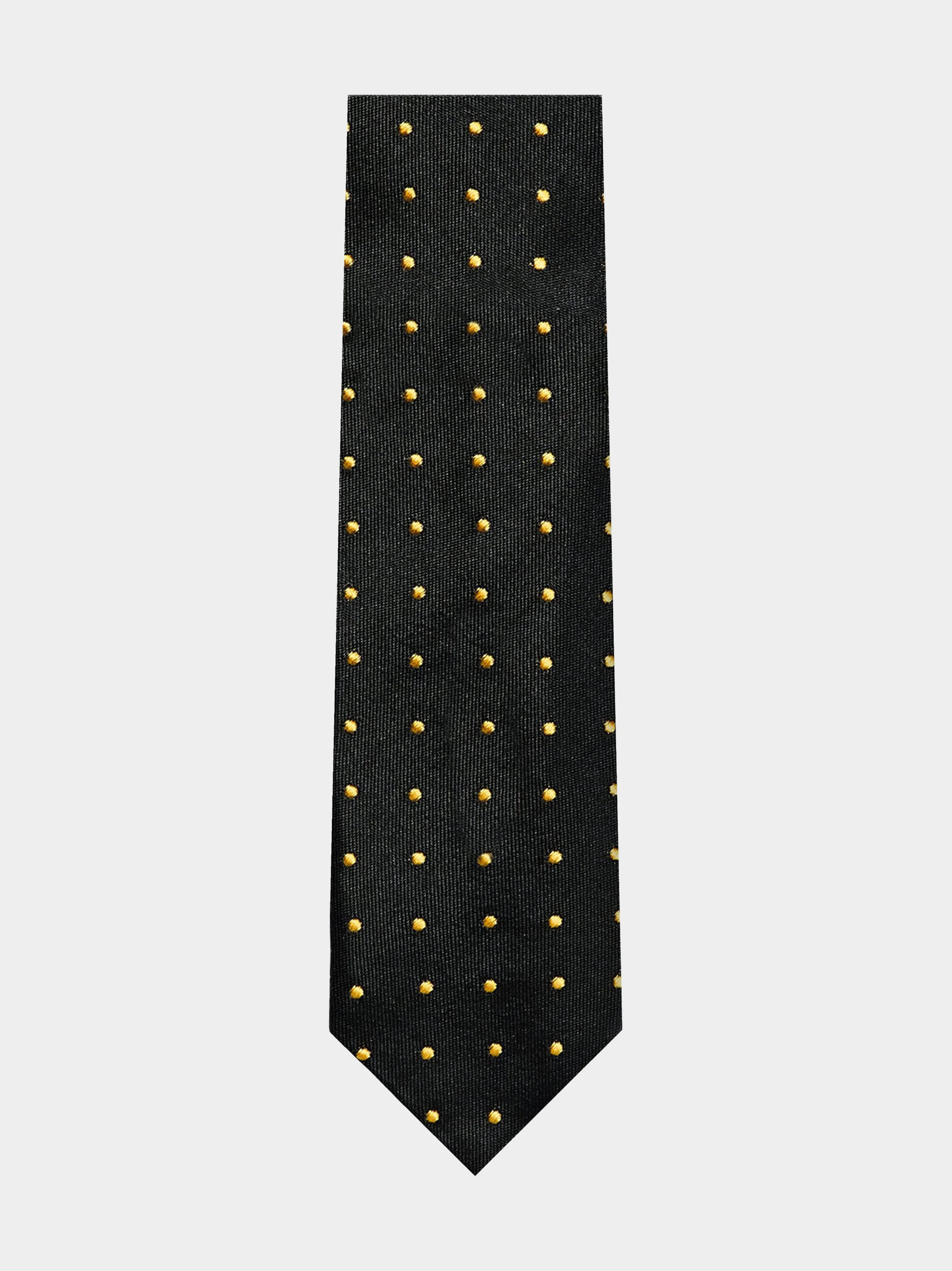 'Gold Monogram Polkadot Silk' Slim Necktie