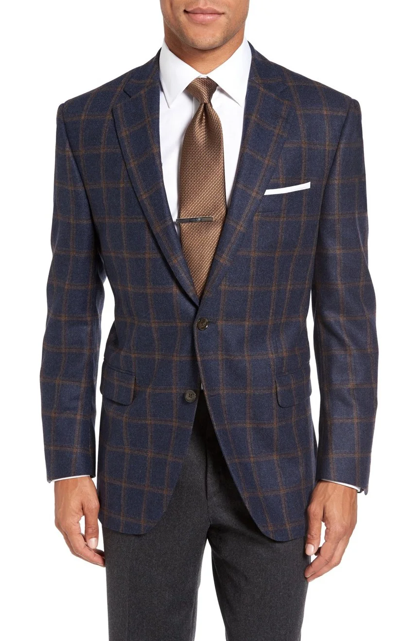 Peter Millar Navy/Rust Windowpane Sport Coat — Carriages Fine