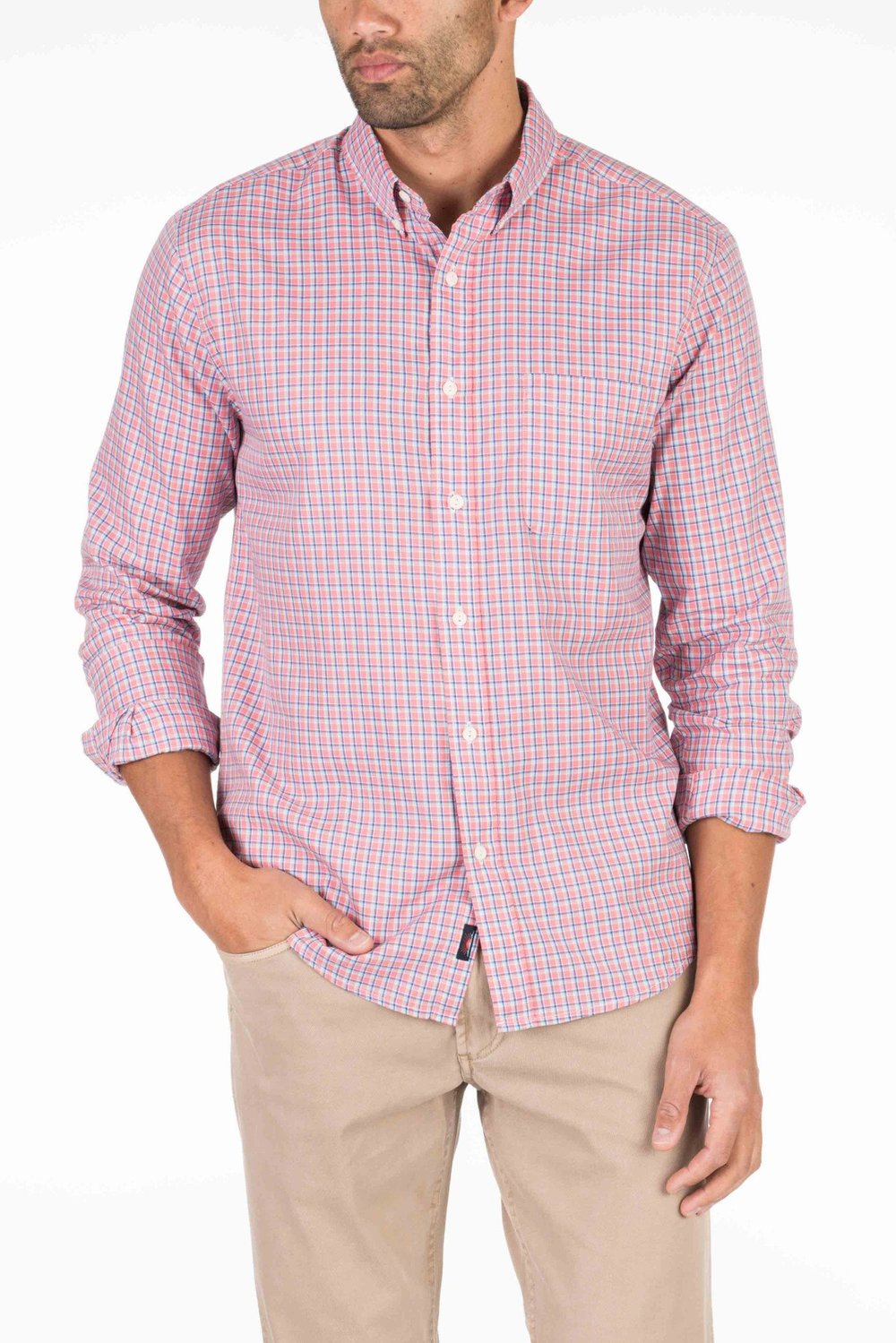 FAHERTY LAGUNA SPORT SHIRT - LIGHT RED CHECK  Carriages Fine Clothier |  Baton Rouge, LA | Men's Clothing