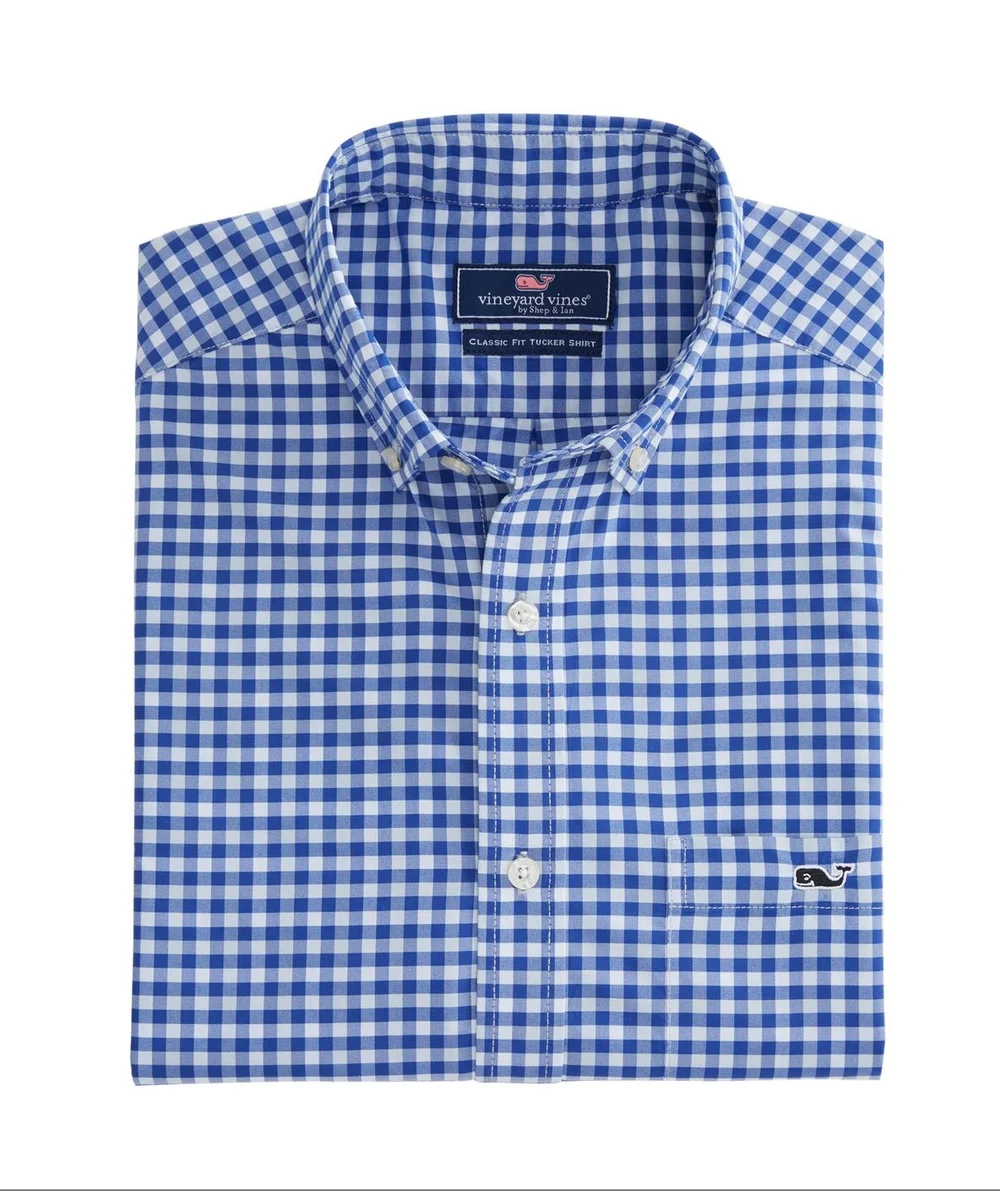 Vineyard Vines East End Gingham Performance Button Down- Bluewash   Carriages Fine Clothier | Baton Rouge, LA | Men's Clothing