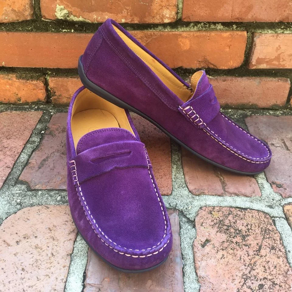 AUSTIN HELLER CUSTOM PURPLE DRIVERs loafer shoes men’s size 10.5 Purple Loafer Suede Casual Shoes for Men for sale | eBay main image 4