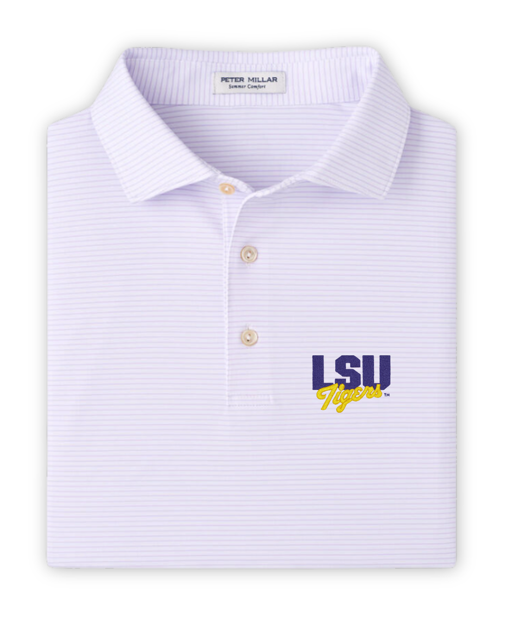 PETER MILLAR LSU PERFORMANCE POLO HIGHLAND STRIPE