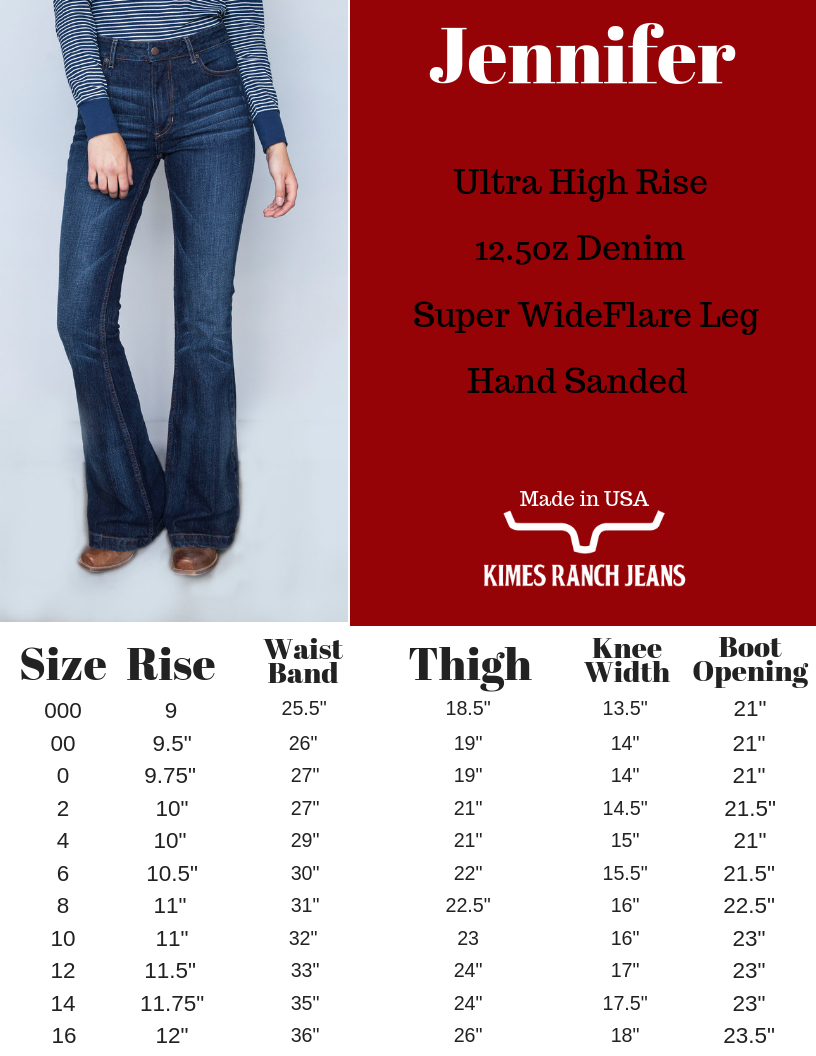 Kimes Ranch Women S Jeans Size Chart