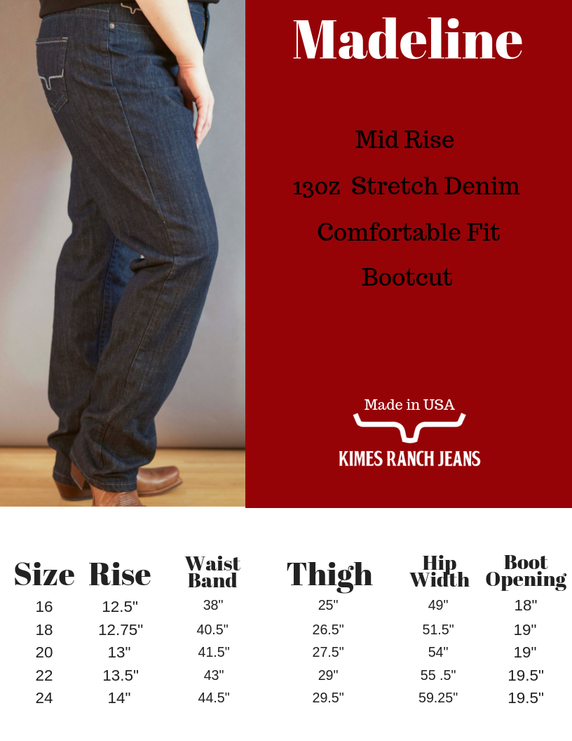 Kimes Ranch Jeans Size Chart
