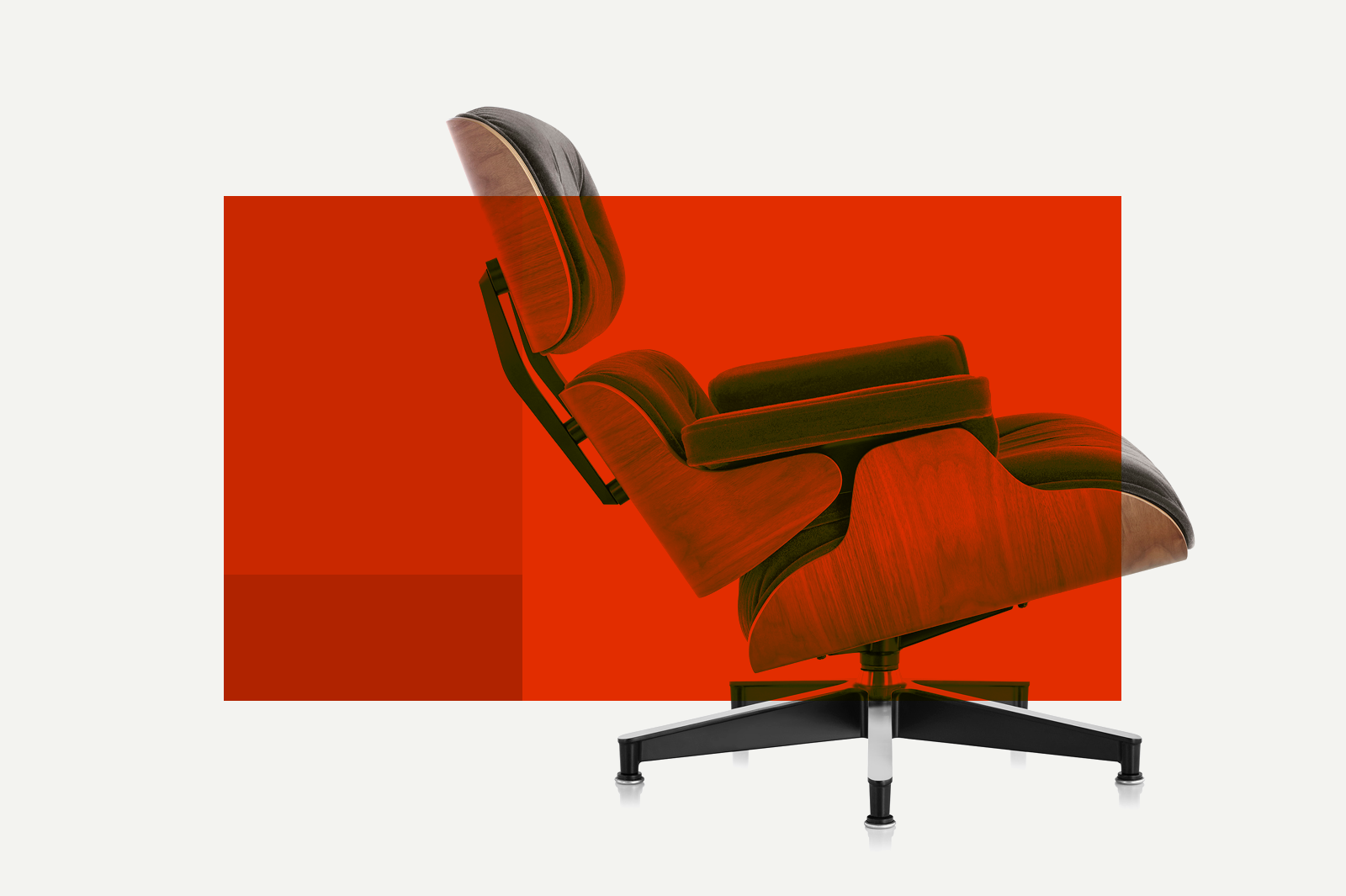 Product design color palette using shades of Red with Eames Lounge Chair.