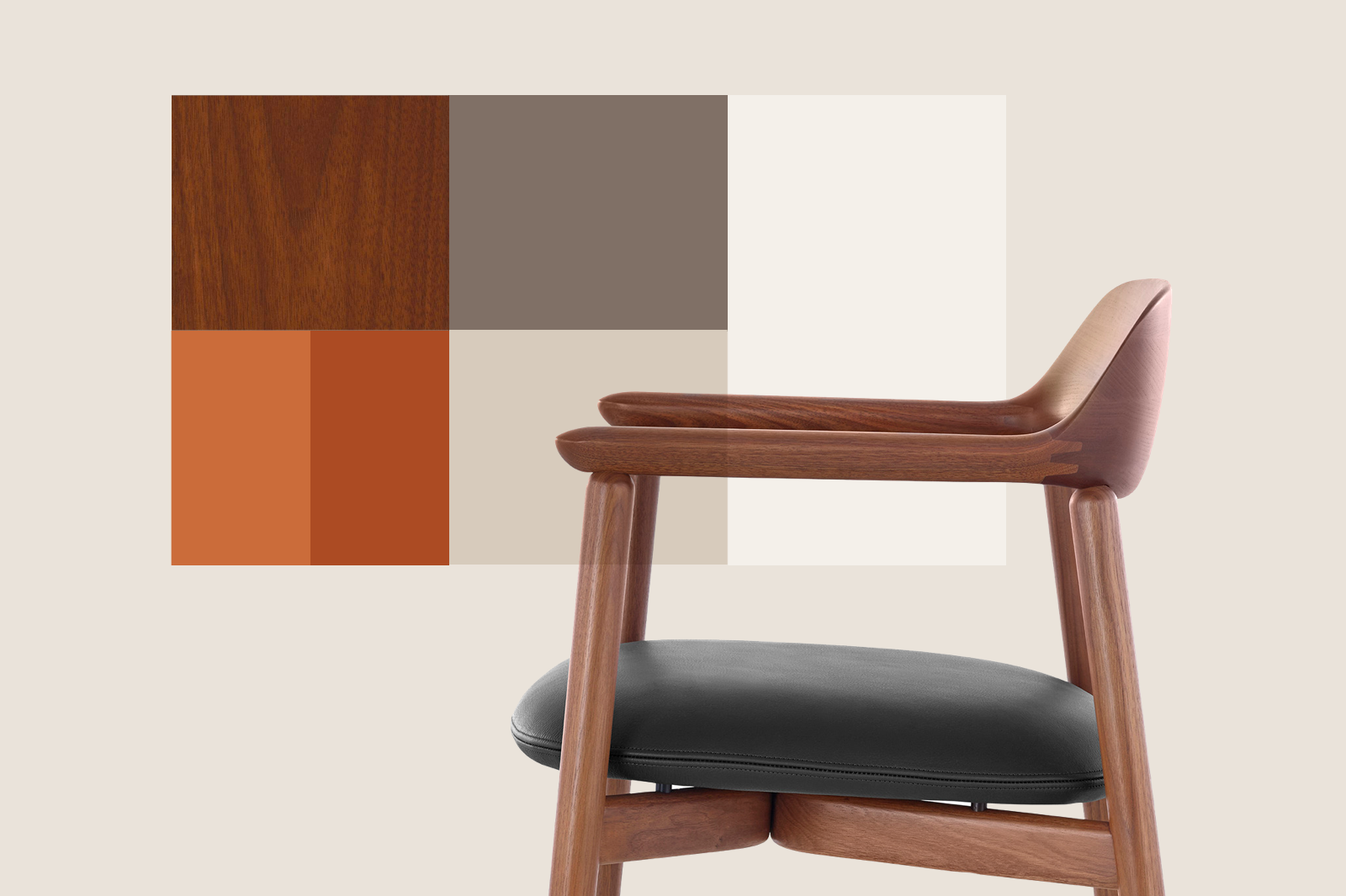  Product design color palette using Geiger brand colors  with Crosshatch Side Chair. 