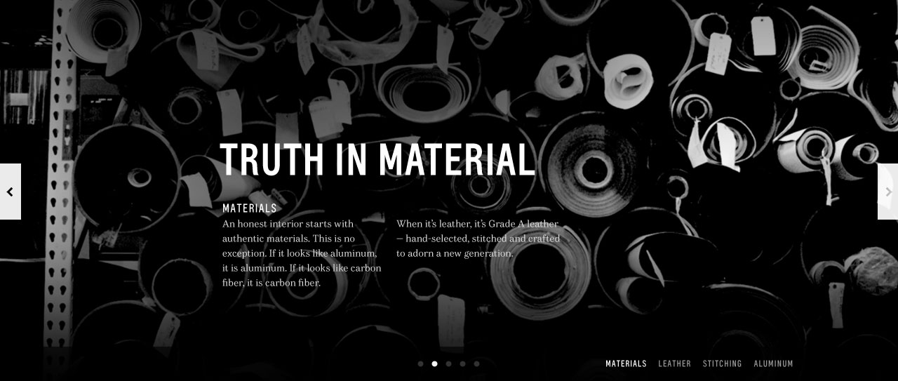 Background image of material rolls with editorial typography.