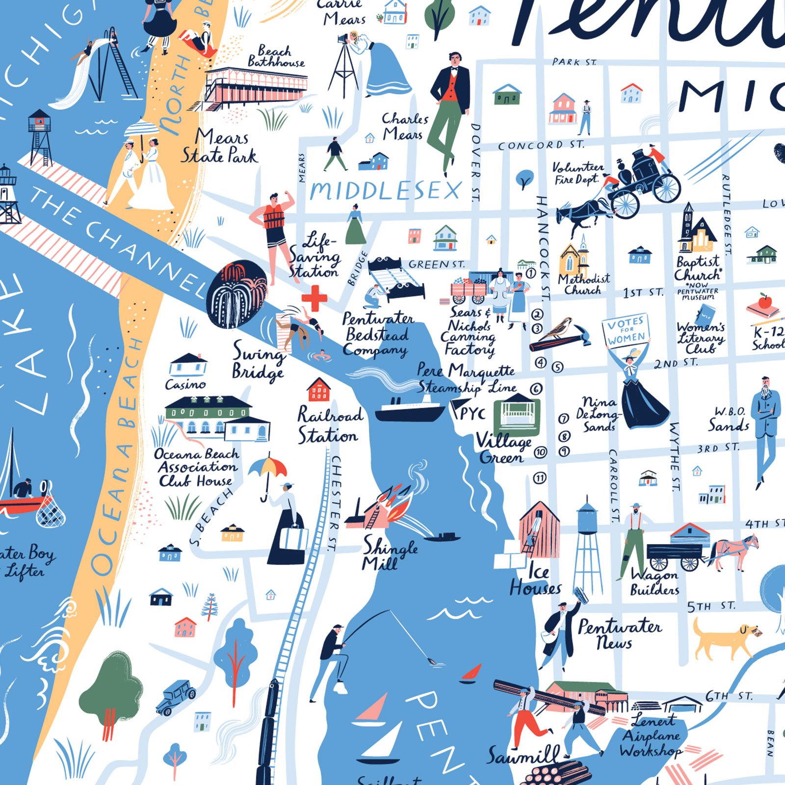 Pentwater Map — Libby VanderPloeg